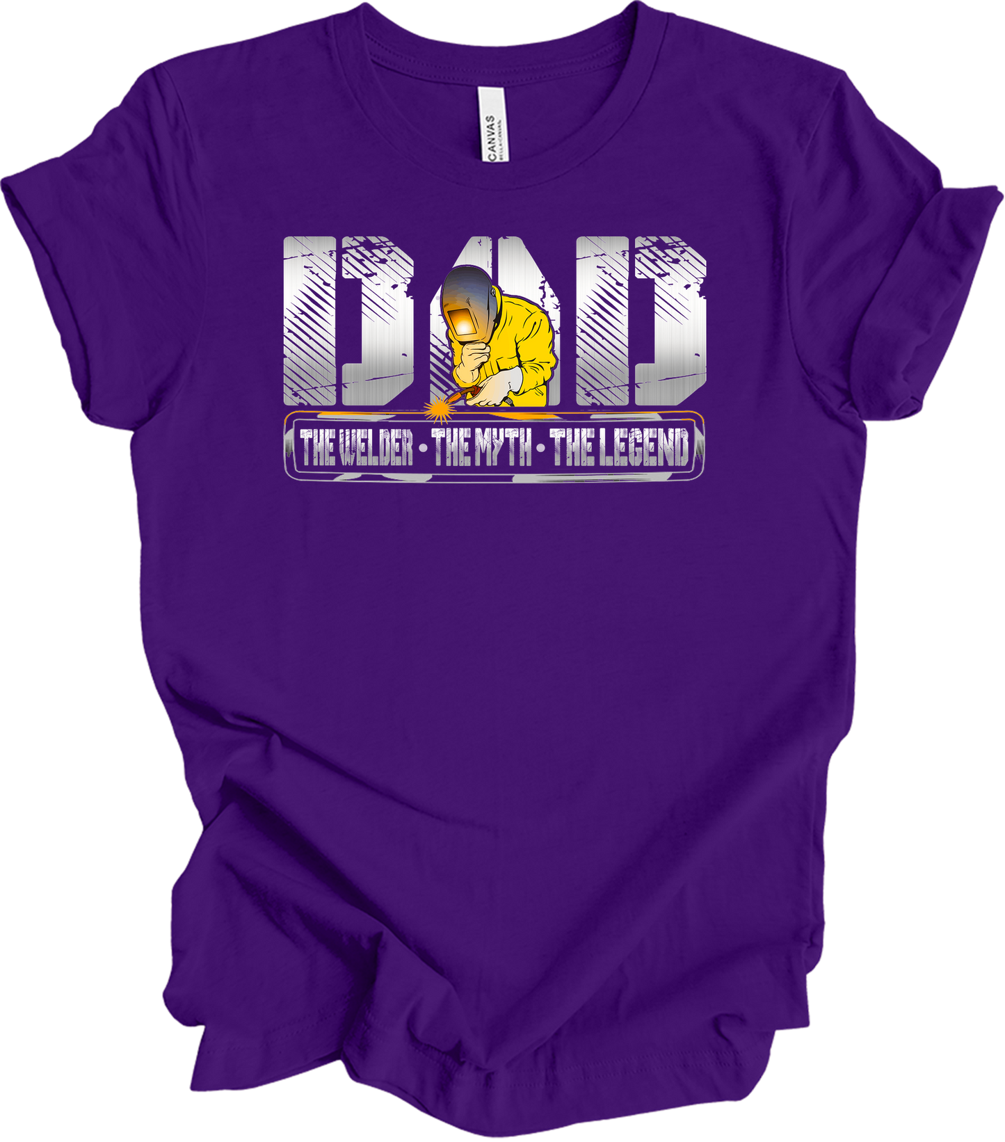 Welder Dad: The Myth, The Legend T-Shirt in Team Purple