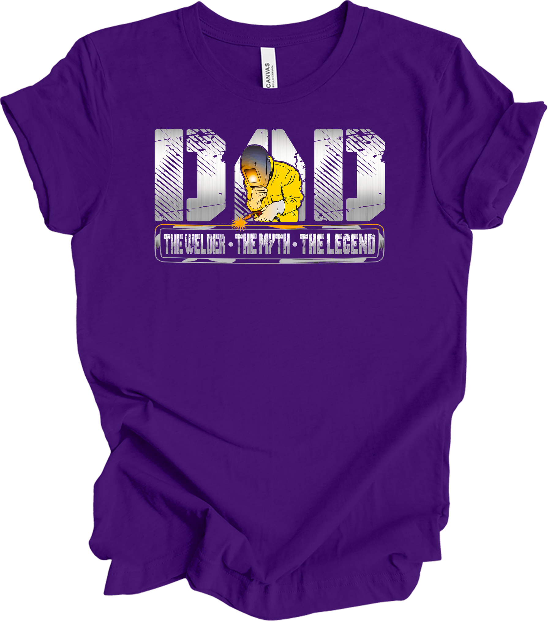 Welder Dad: The Myth, The Legend T-Shirt in Team Purple