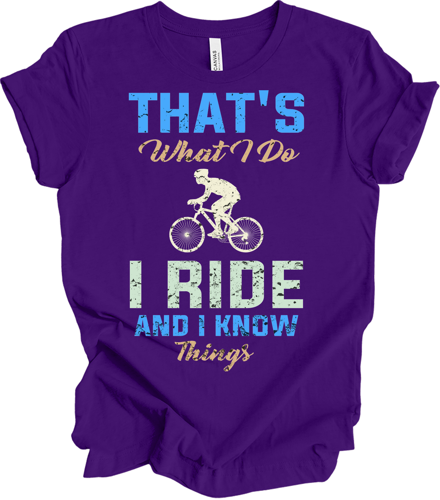 I Ride Bike and I Know Things T-Shirt in Team Purple