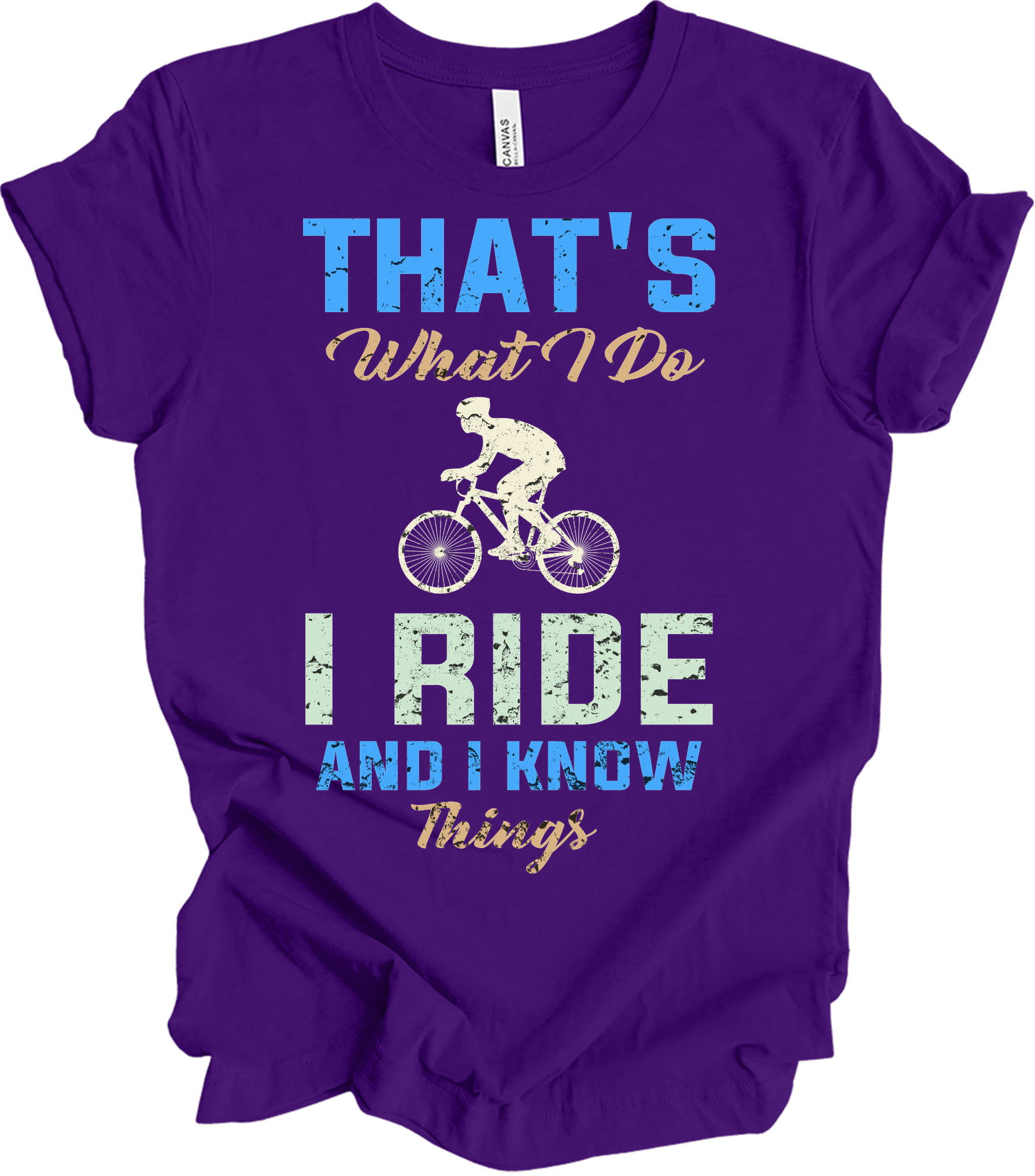 I Ride Bike and I Know Things T-Shirt in Team Purple