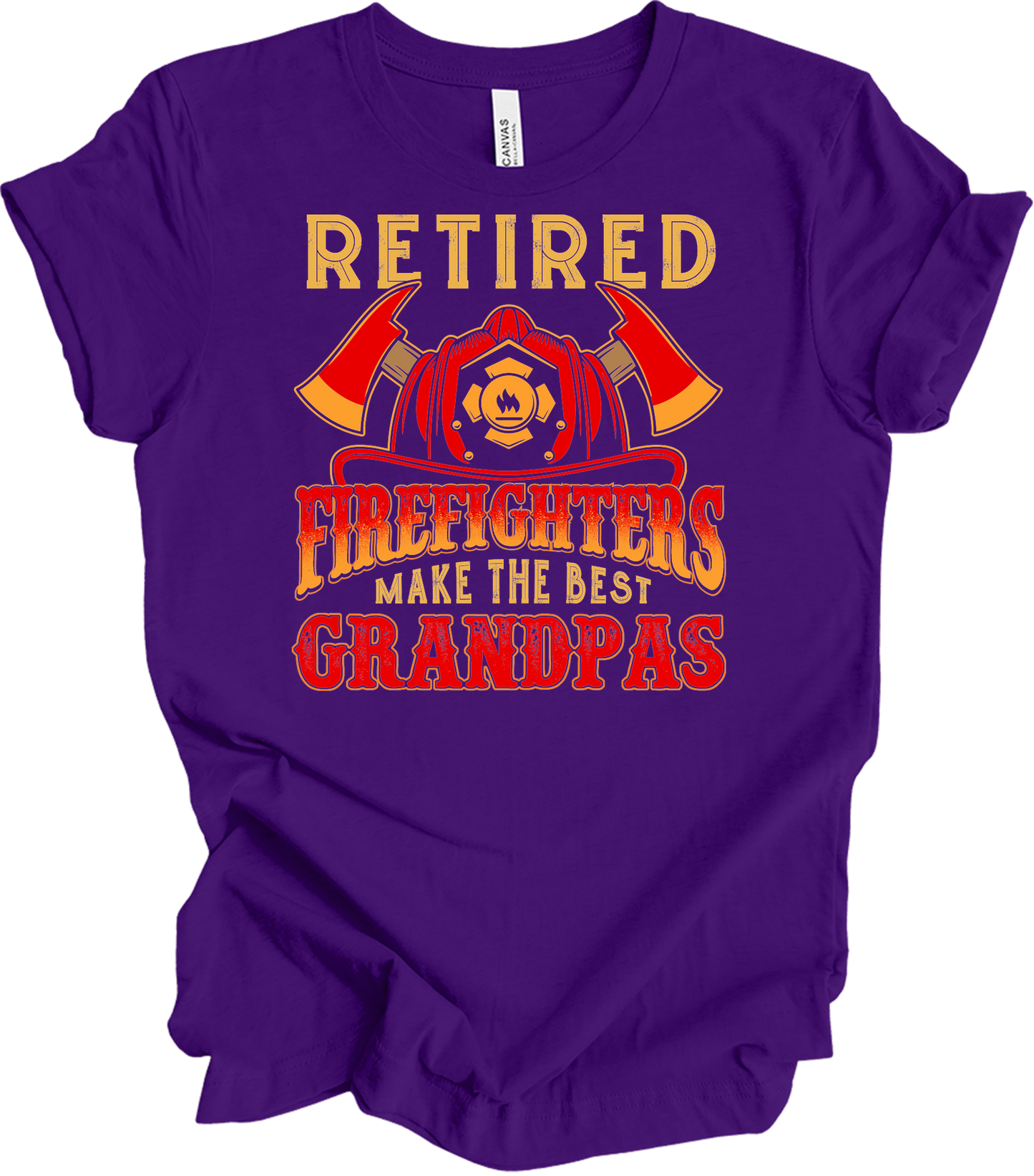 Retired Firefighter Grandpa T-Shirt in Team Purple