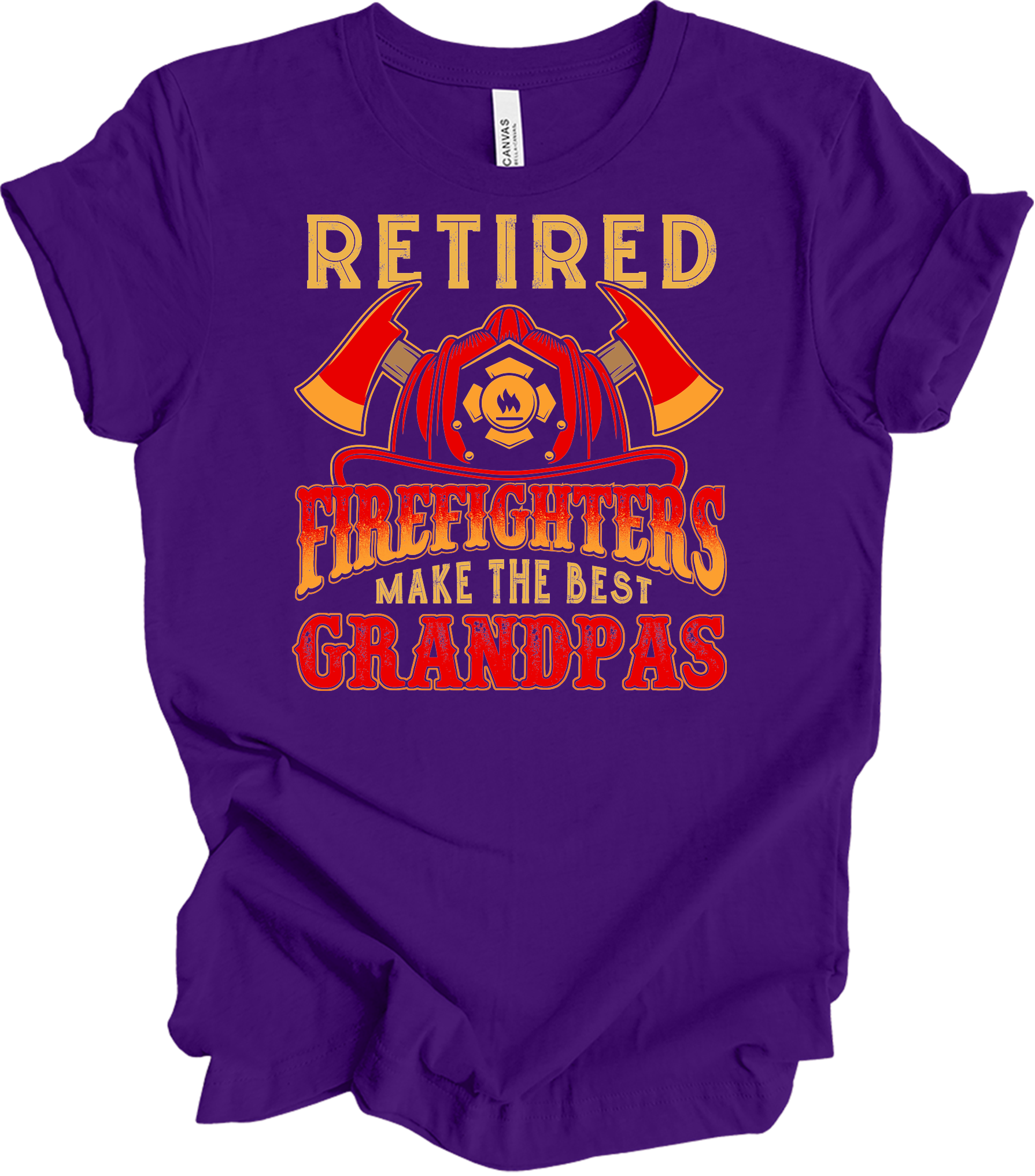 Retired Firefighter Grandpa T-Shirt in Team Purple