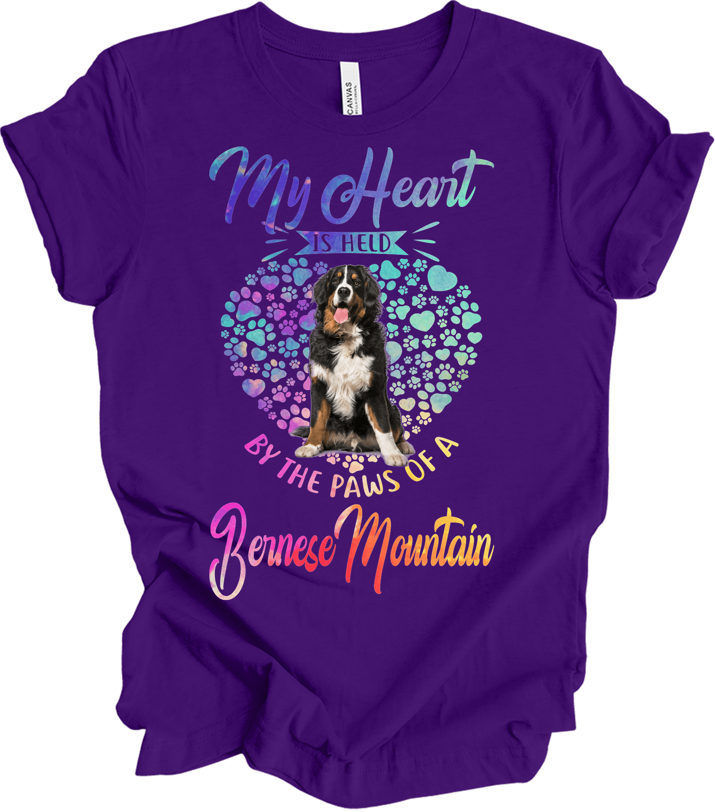 Bernese Mountain Dog Heart T-Shirt in Team Purple