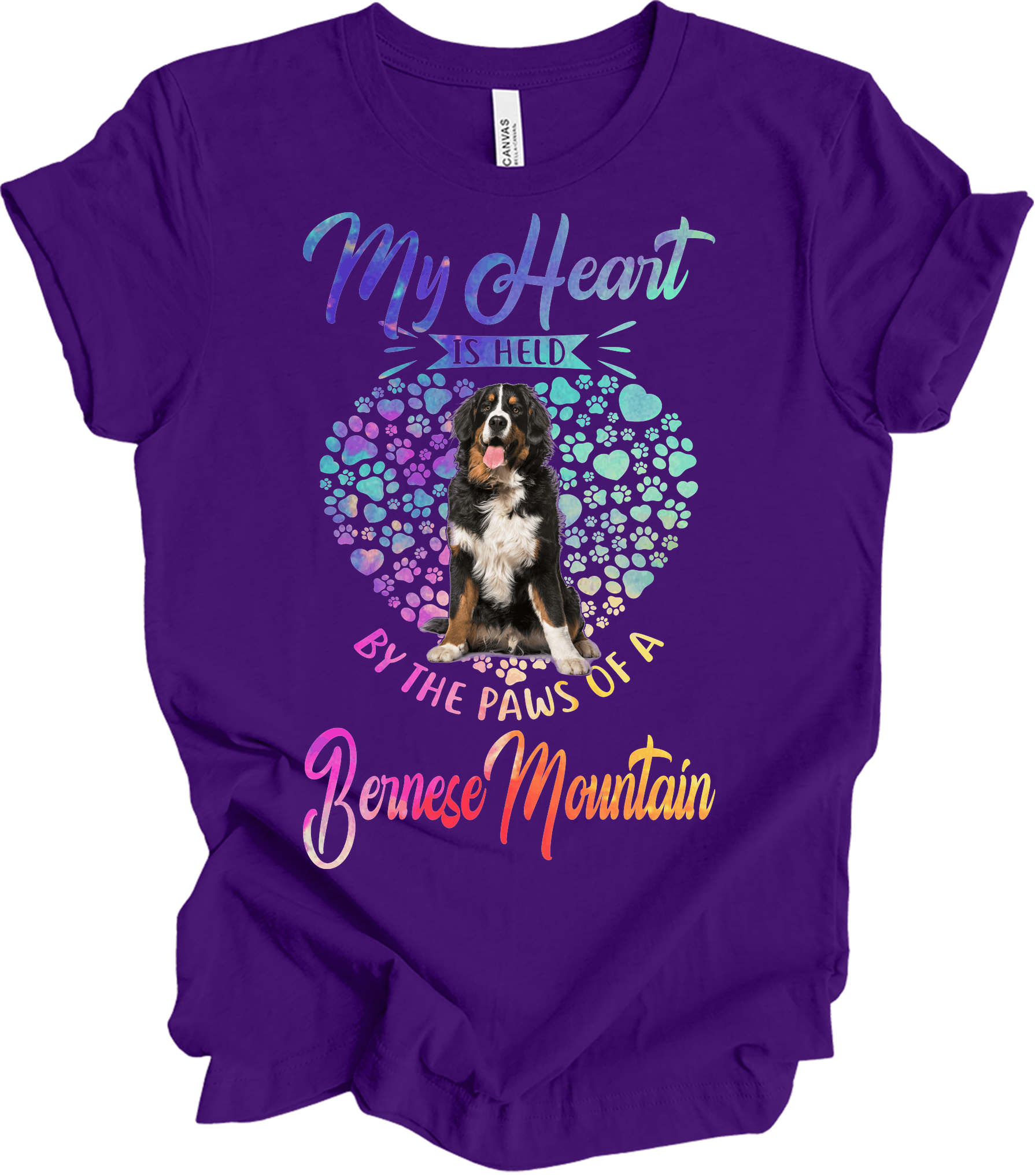 Bernese Mountain Dog Heart T-Shirt in Team Purple