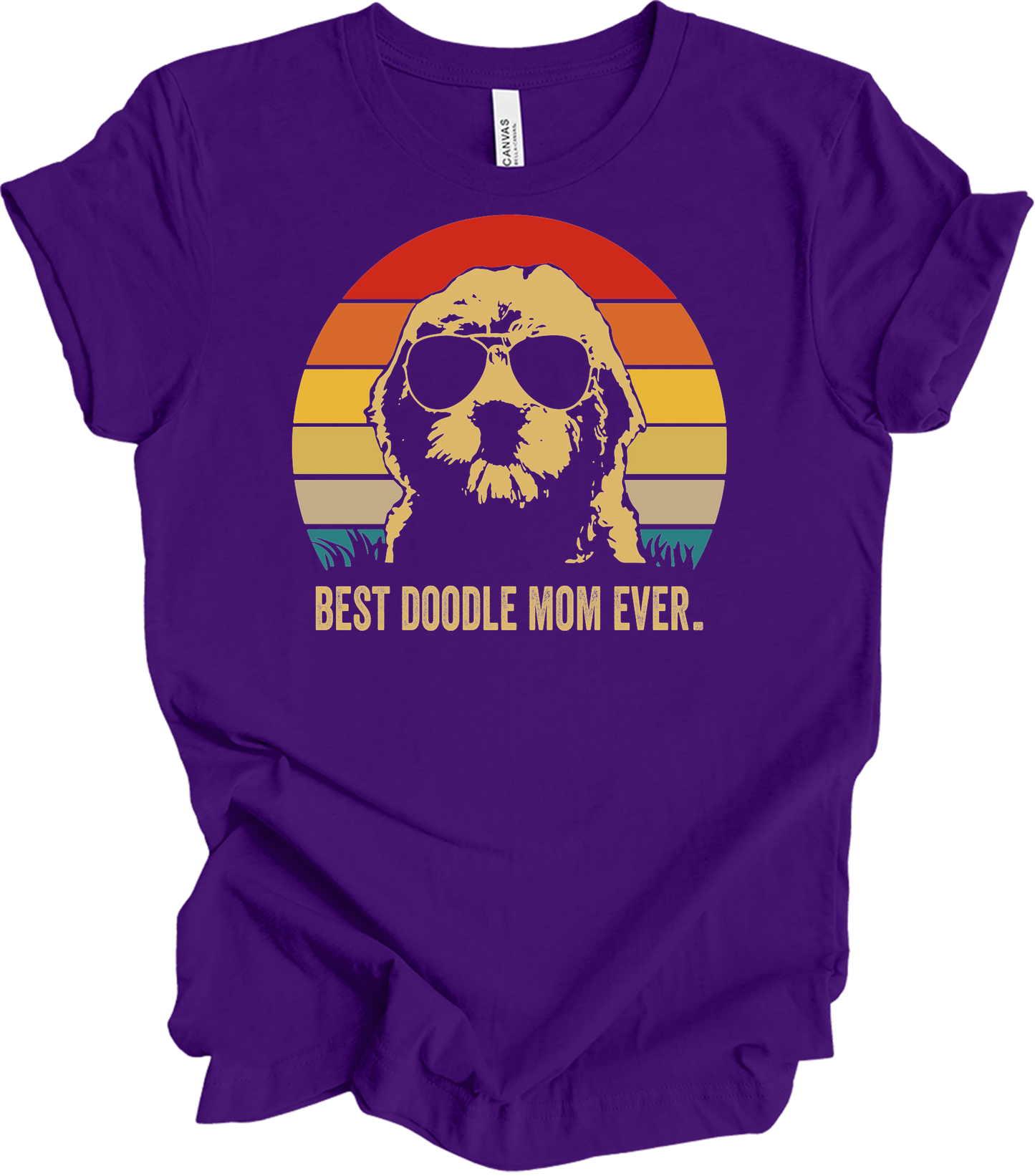Best Doodle Mom Ever The Big Lebowski Style Retro Dog T-Shirt in Team Purple