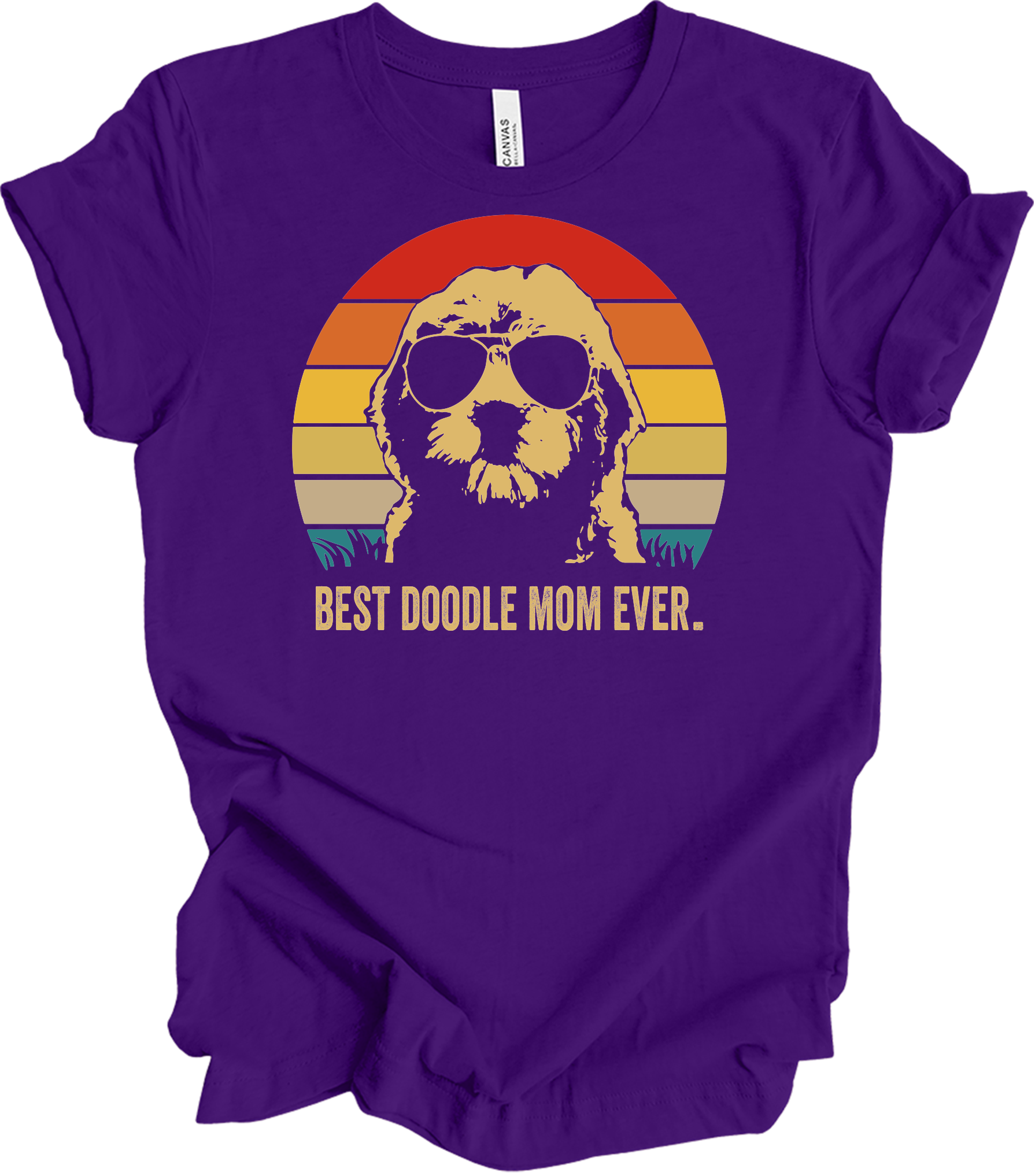Best Doodle Mom Ever The Big Lebowski Style Retro Dog T-Shirt in Team Purple
