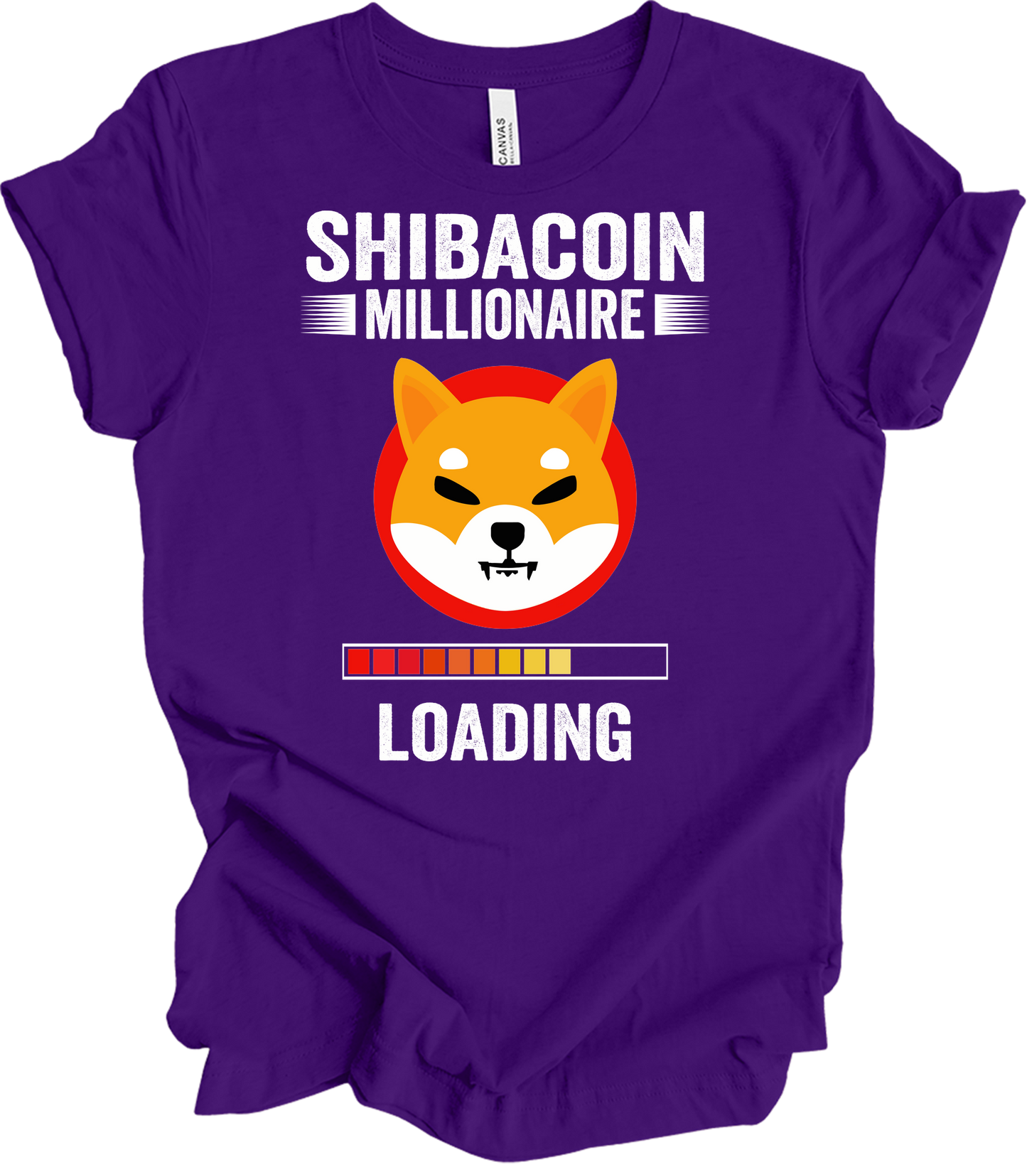 Shiba Inu Millionaire Loading Crypto SHIB Coin T-Shirt in Team Purple