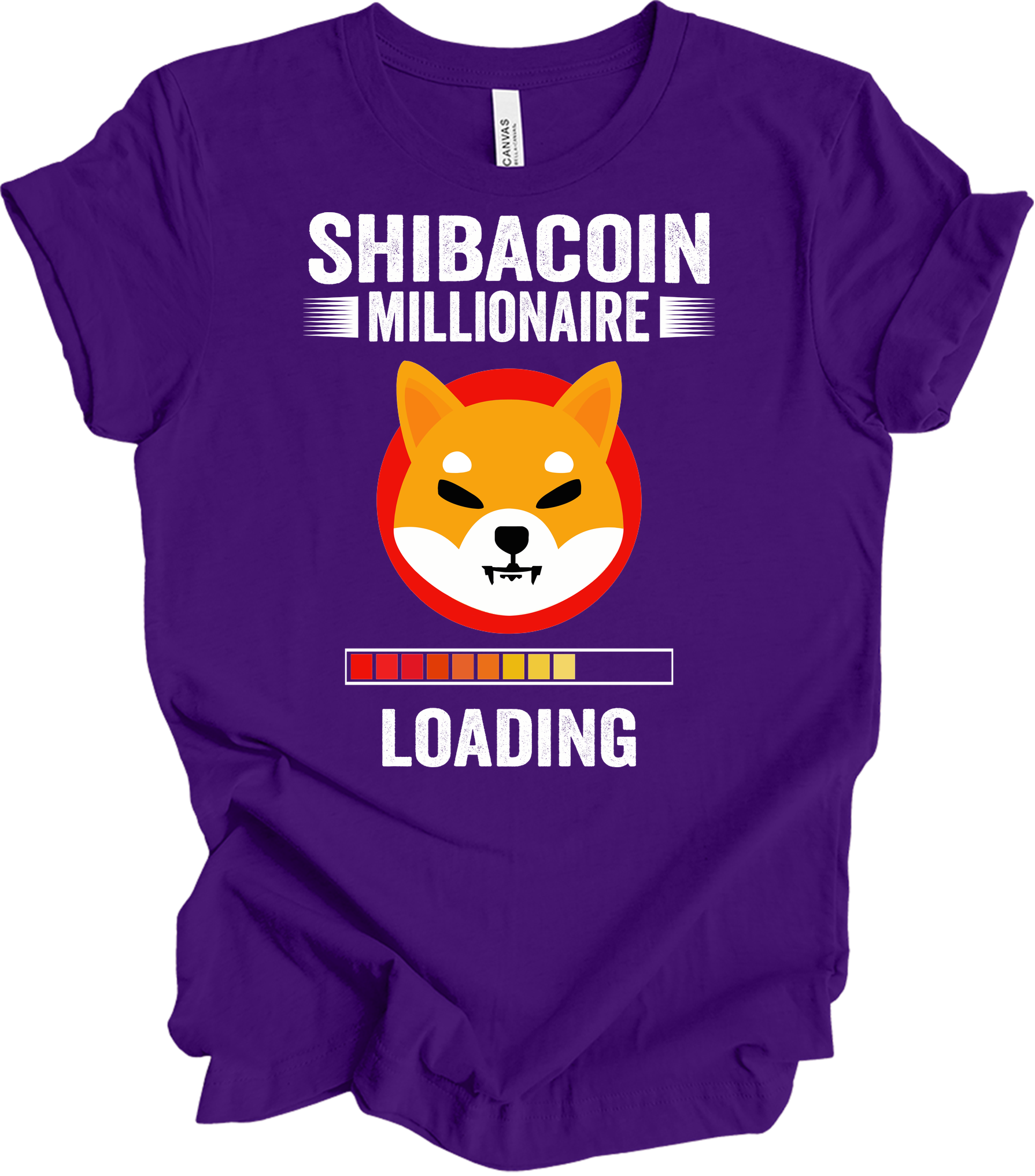 Shiba Inu Millionaire Loading Crypto SHIB Coin T-Shirt in Team Purple