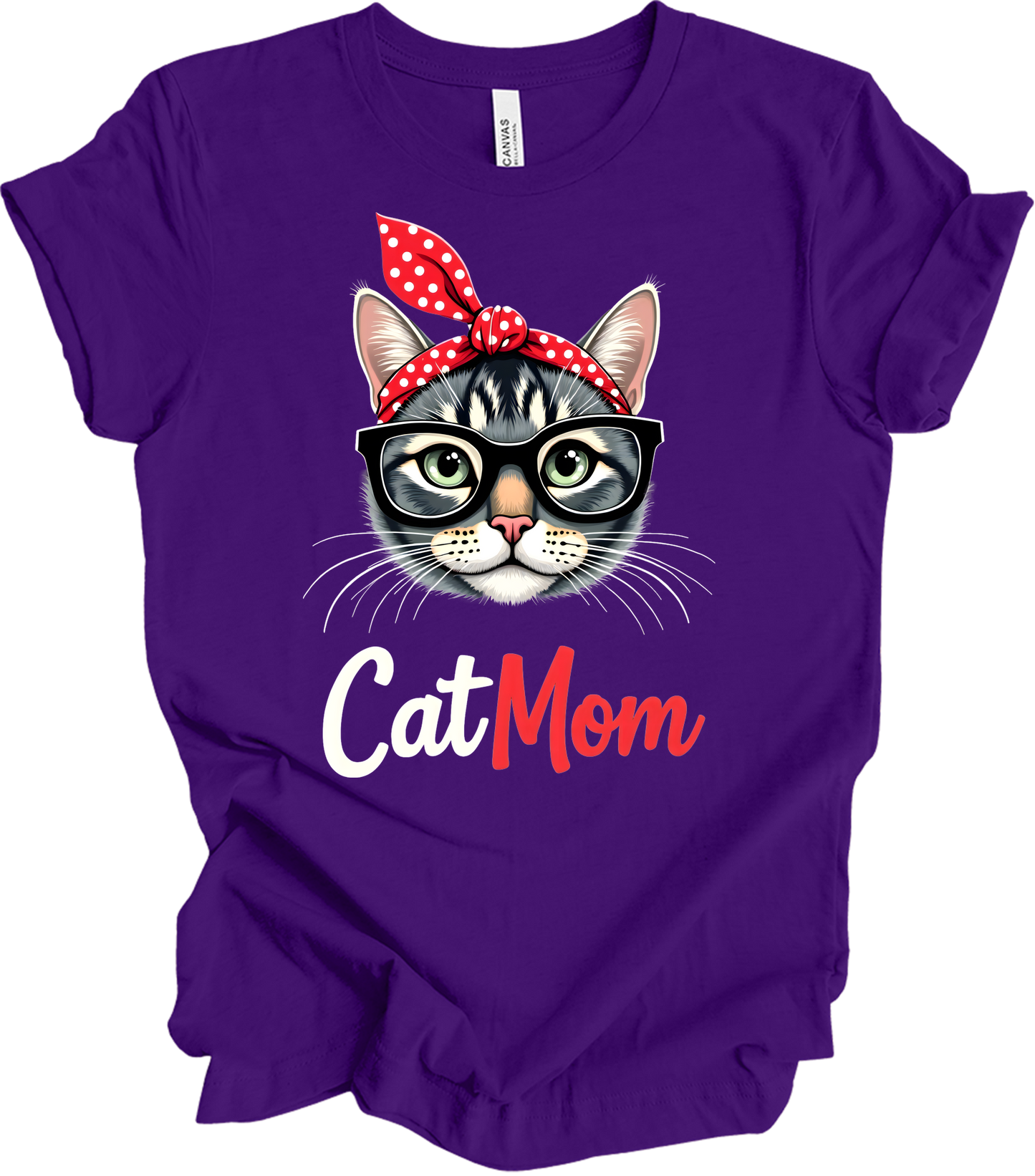 Cute Cat Mom - Fun & Stylish T-Shirt in Team Purple