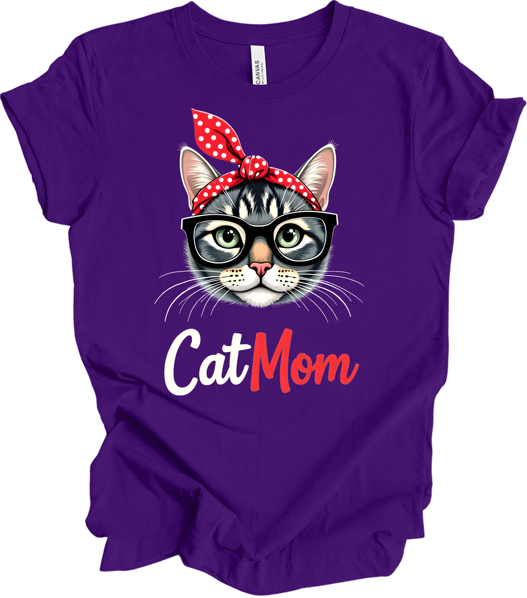 Cute Cat Mom - Fun & Stylish T-Shirt in Team Purple