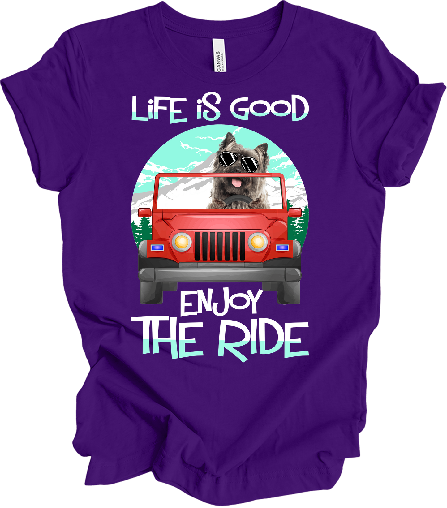 Life is Good Jeep Dog T-Shirt in Team Purple