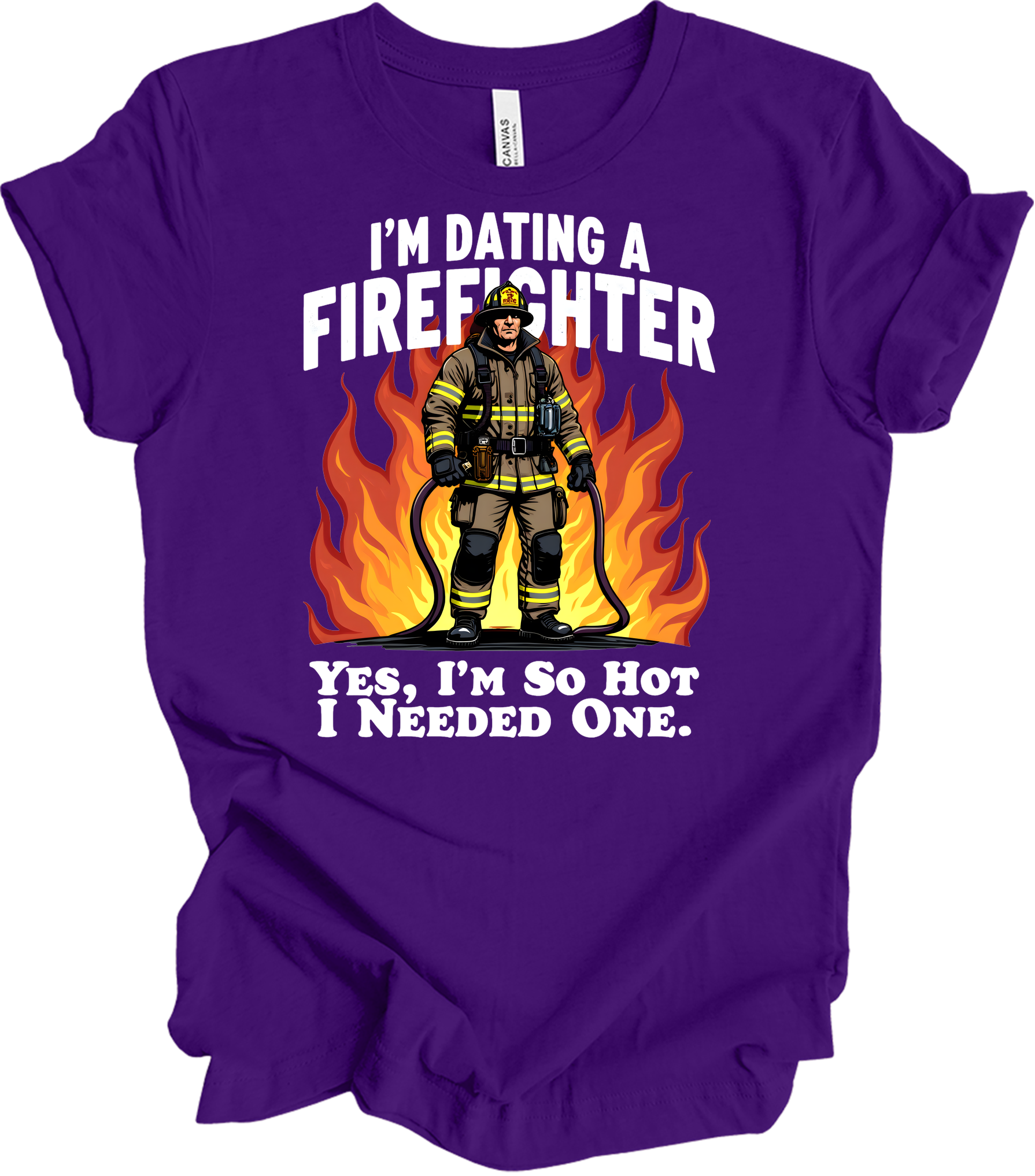 Dating a Firefighter - Funny Gift T-Shirt in Team Purple