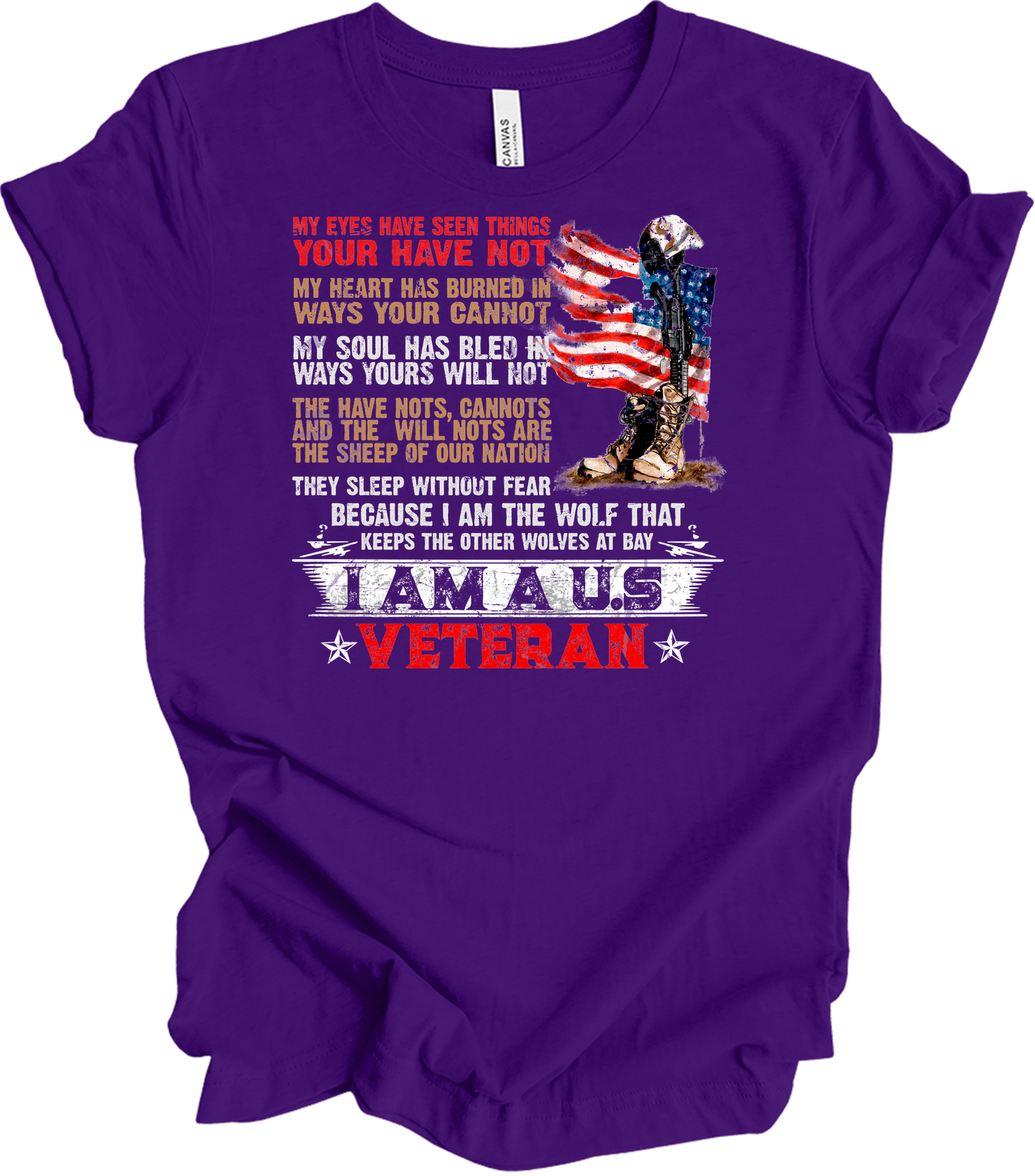 U.S. Veteran Patriotic T-Shirt in Team Purple