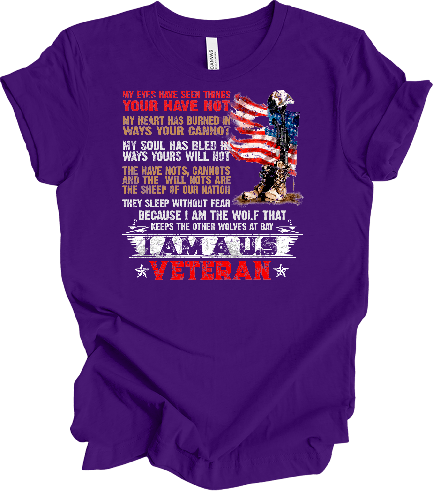 U.S. Veteran Patriotic T-Shirt in Team Purple