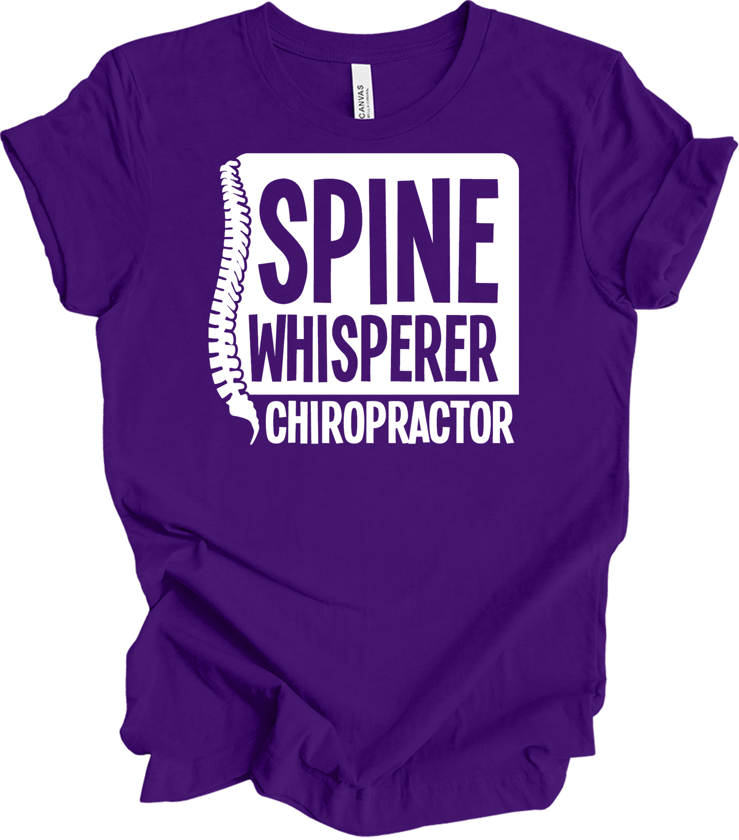 Spine Whisperer Chiropractor T-Shirt in Team Purple