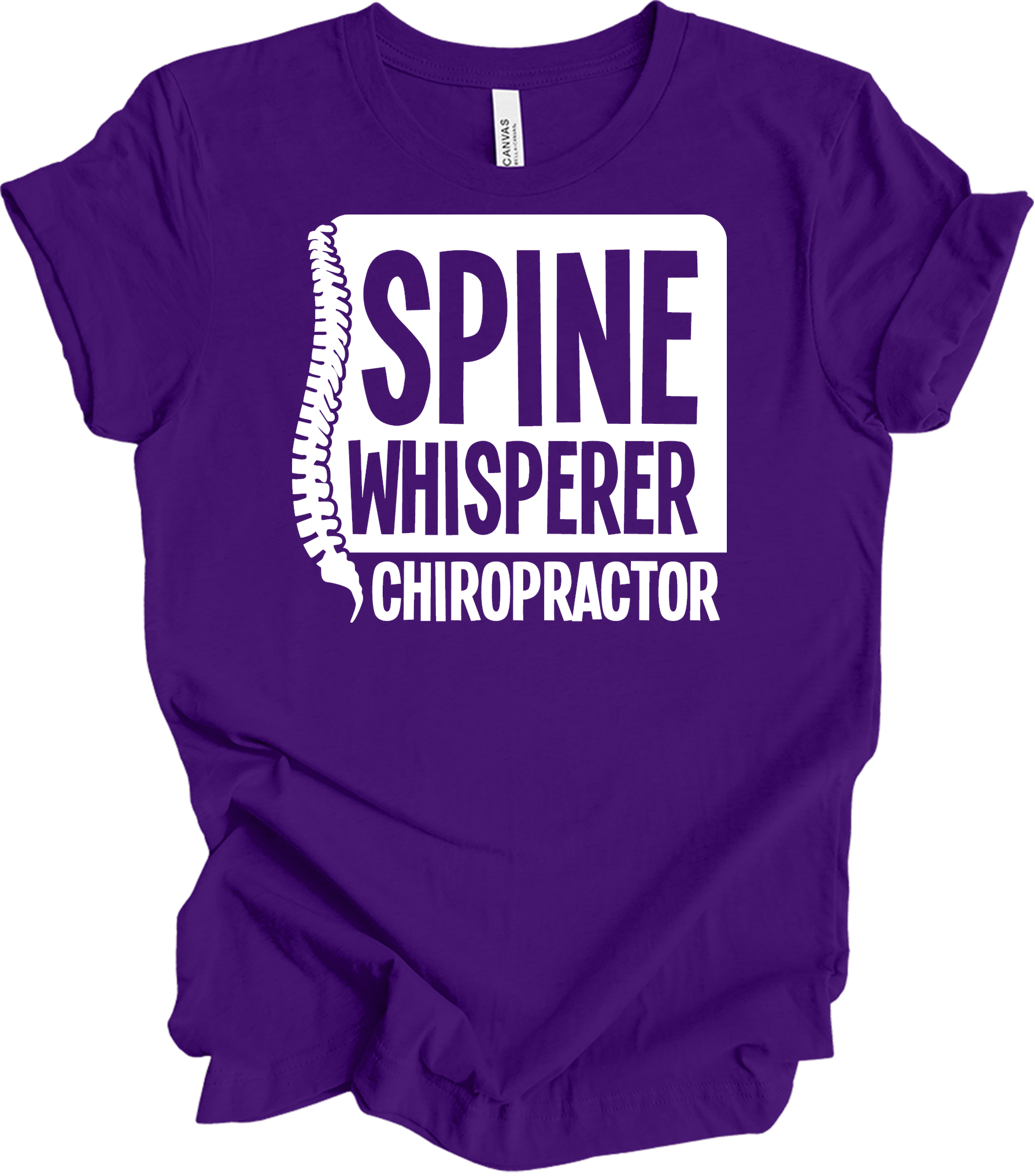 Spine Whisperer Chiropractor T-Shirt in Team Purple