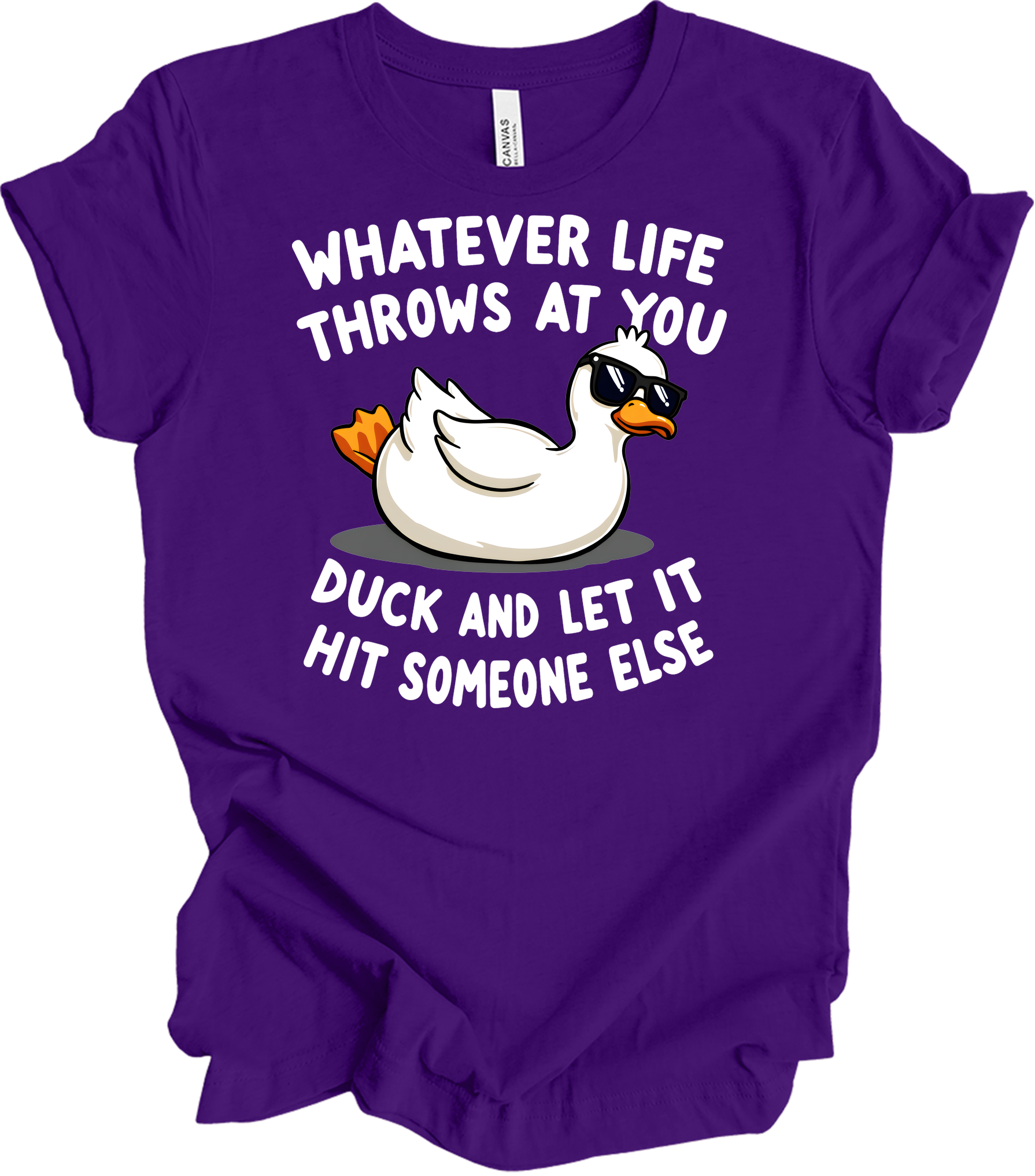Whatever Life Throws at You Duck T-Shirt in Team Purple