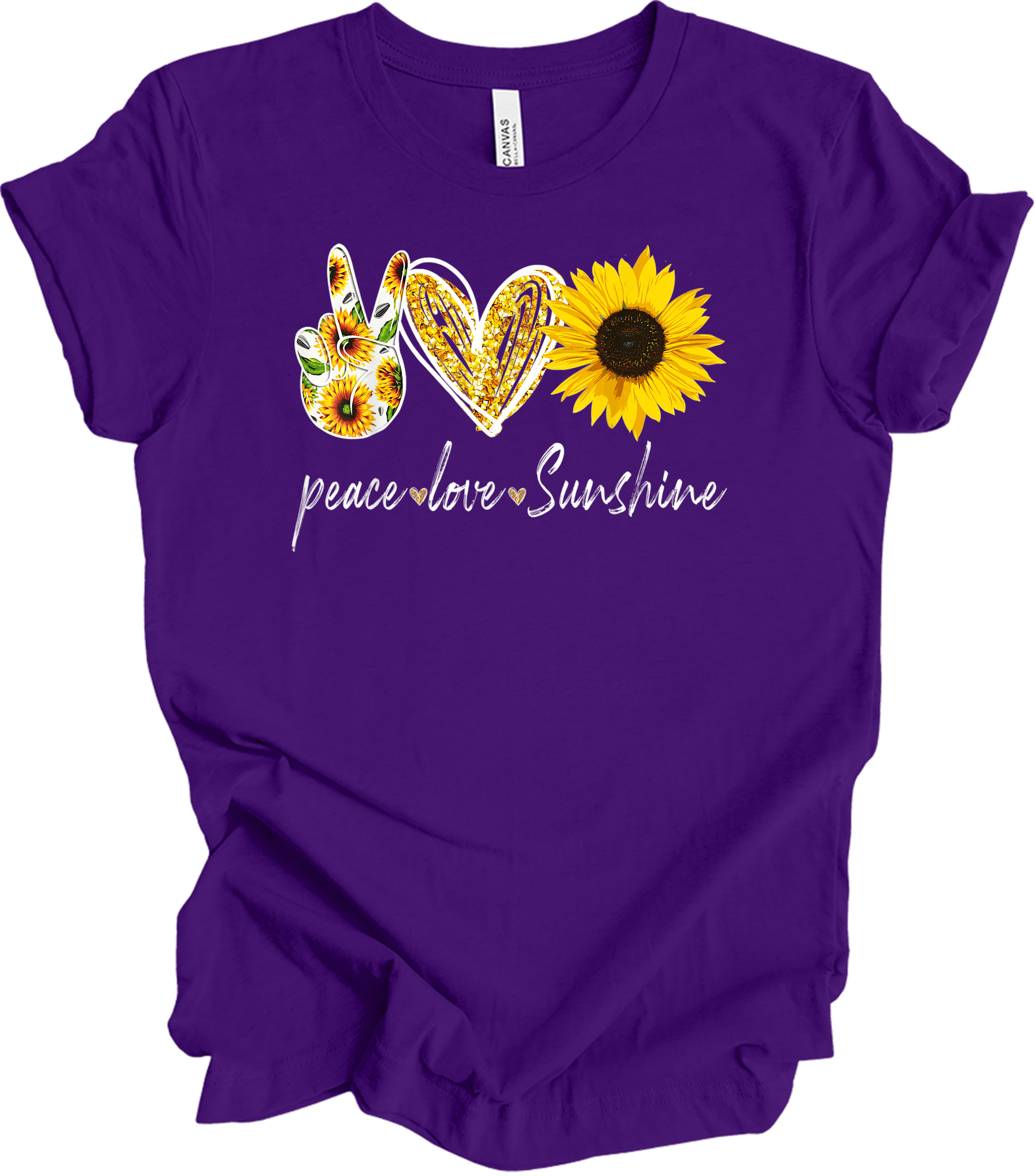 Peace Love Sunshine T-Shirt in Team Purple