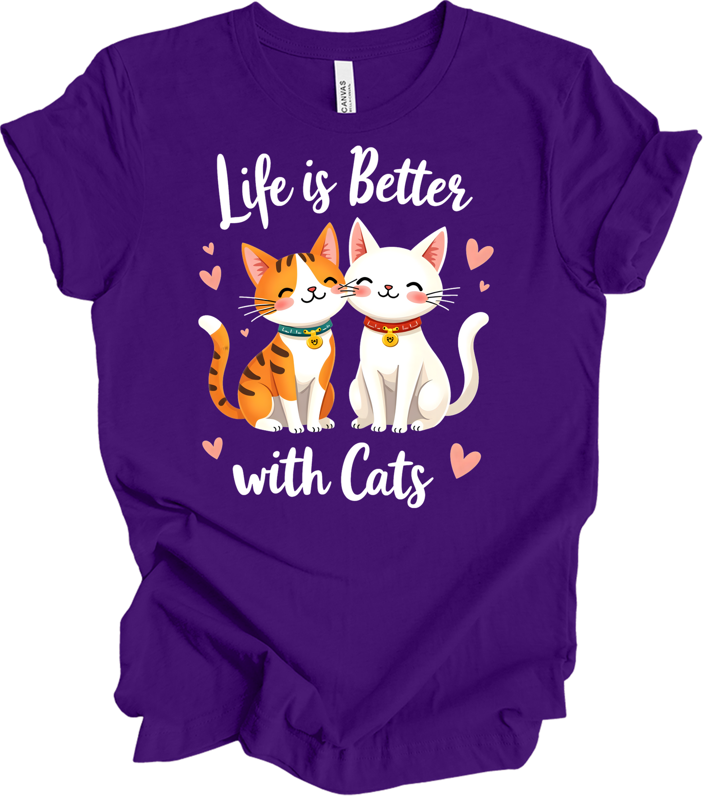 Life is Better with Cats T-Shirt in Team Purple