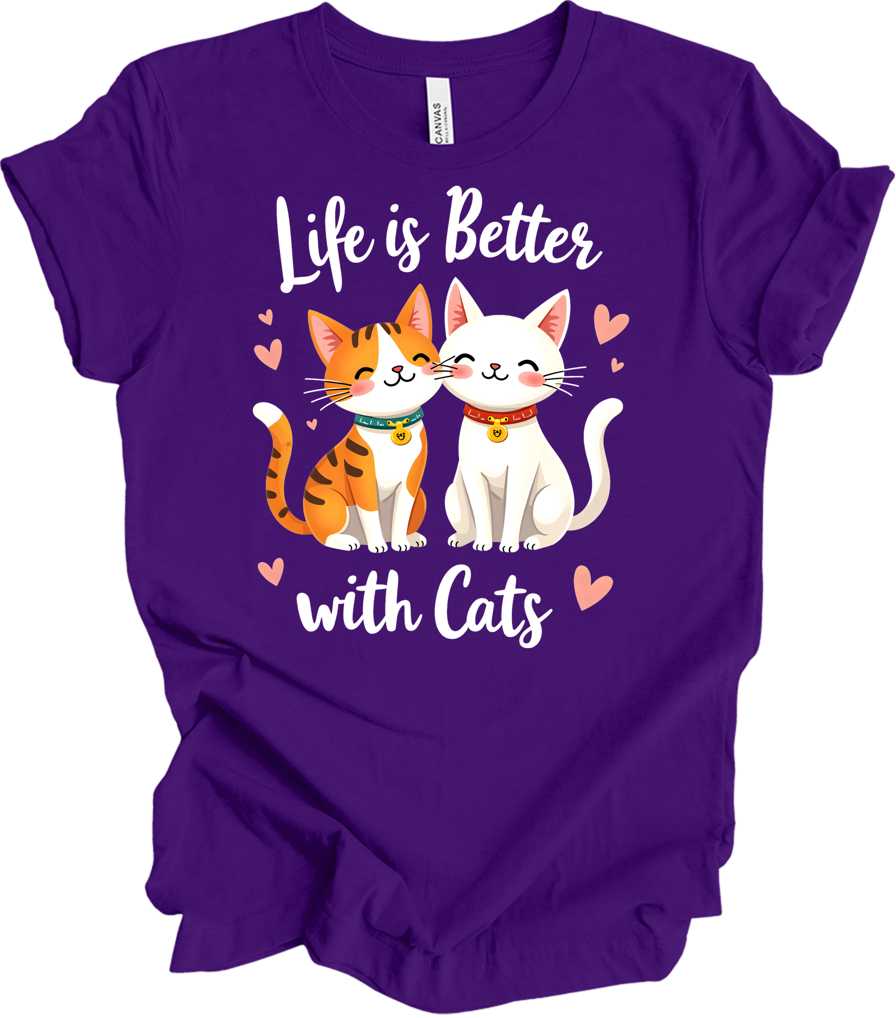 Life is Better with Cats T-Shirt in Team Purple