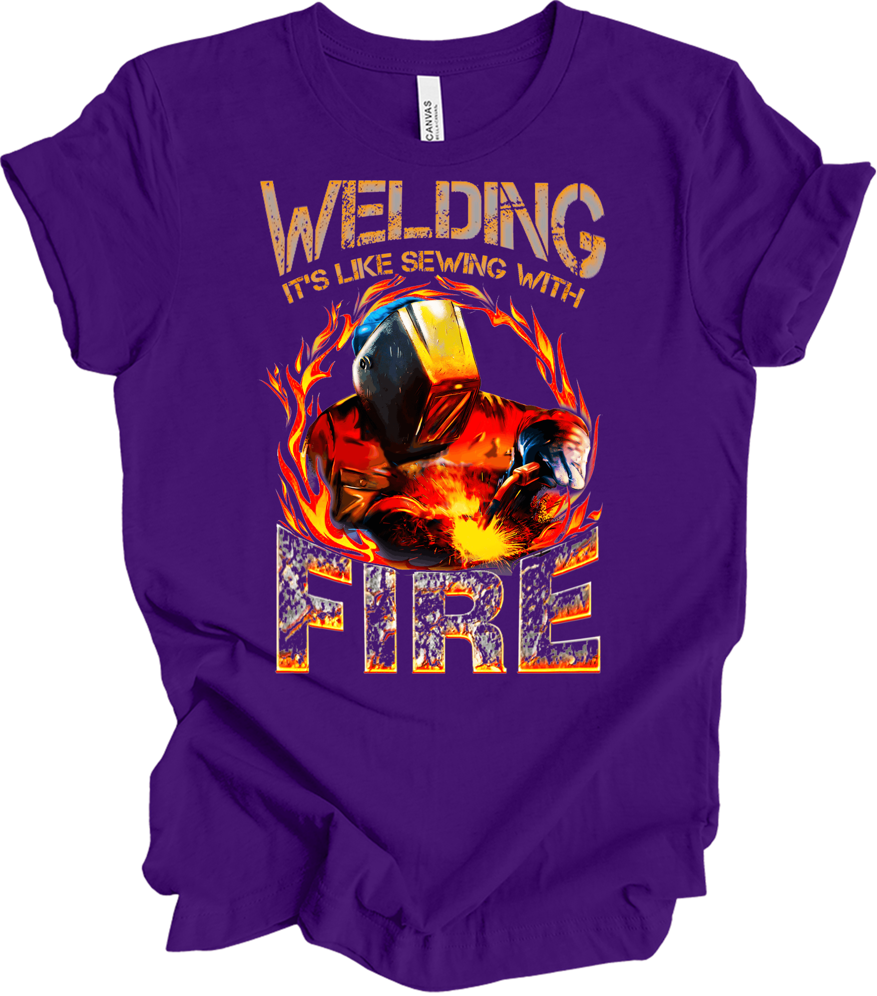 Welding: Sewing with Fire T-Shirt in Team Purple