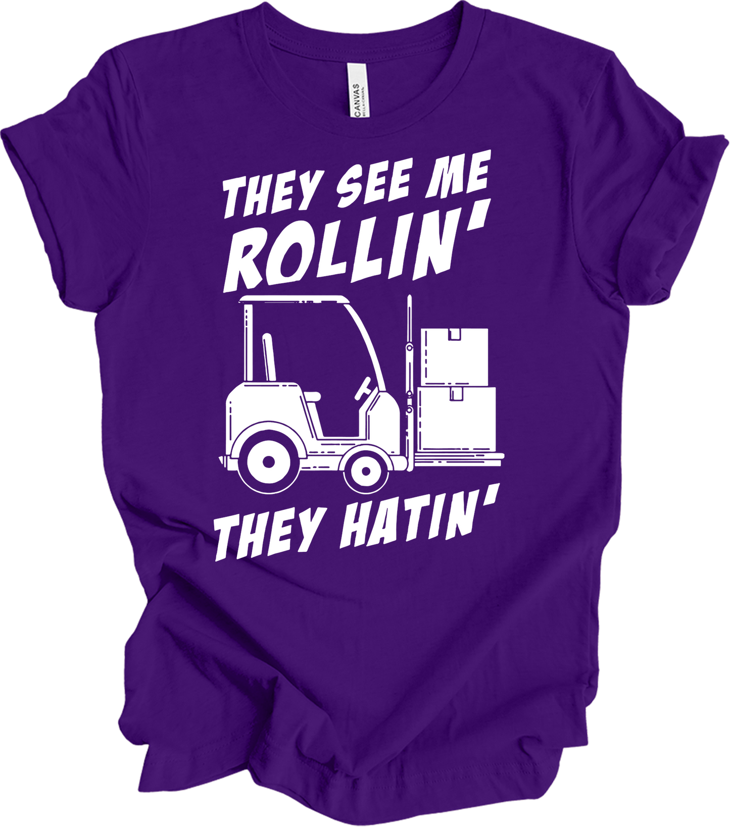 Forklift Operator Funny T-Shirt in Team Purple