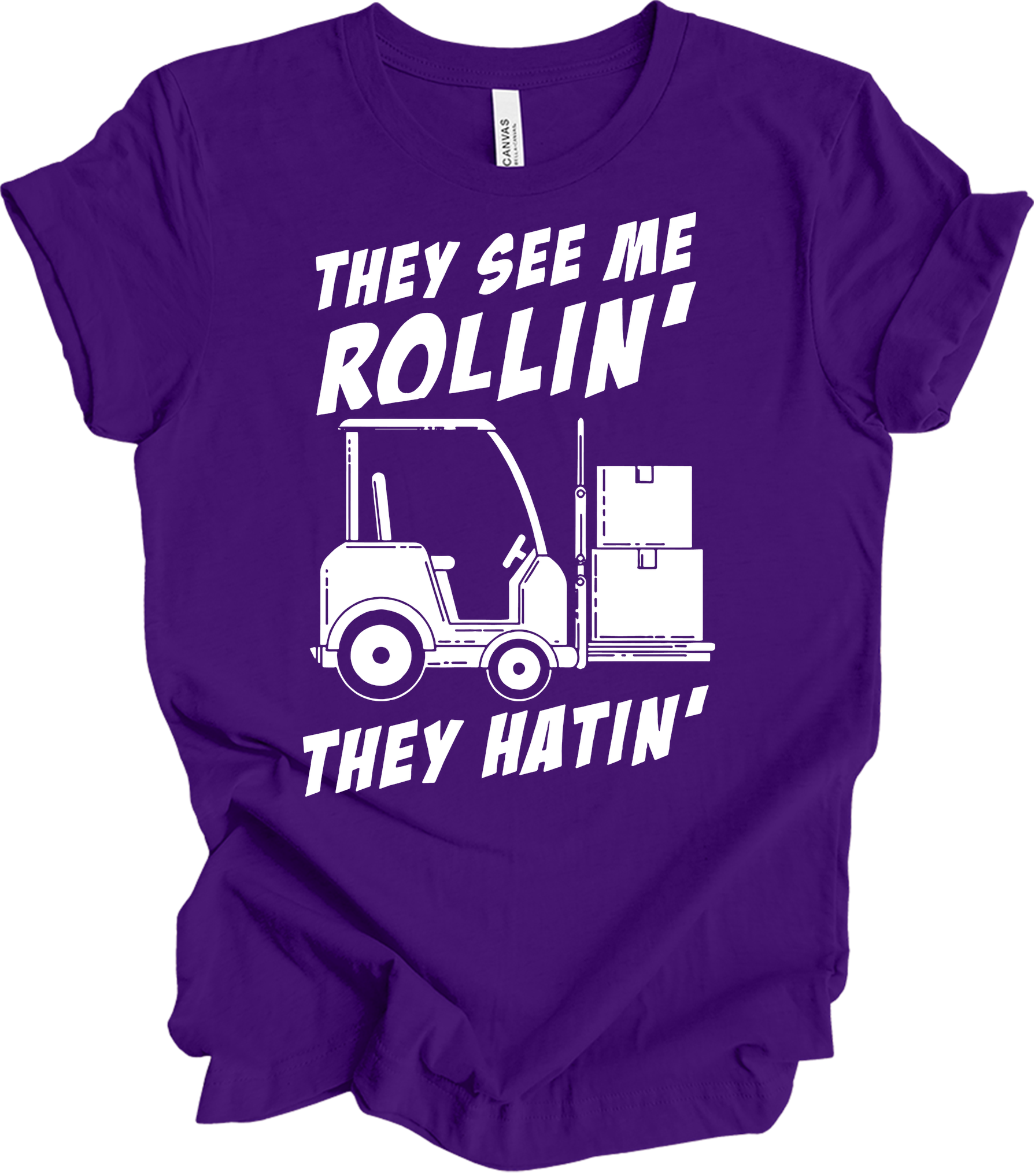 Forklift Operator Funny T-Shirt in Team Purple