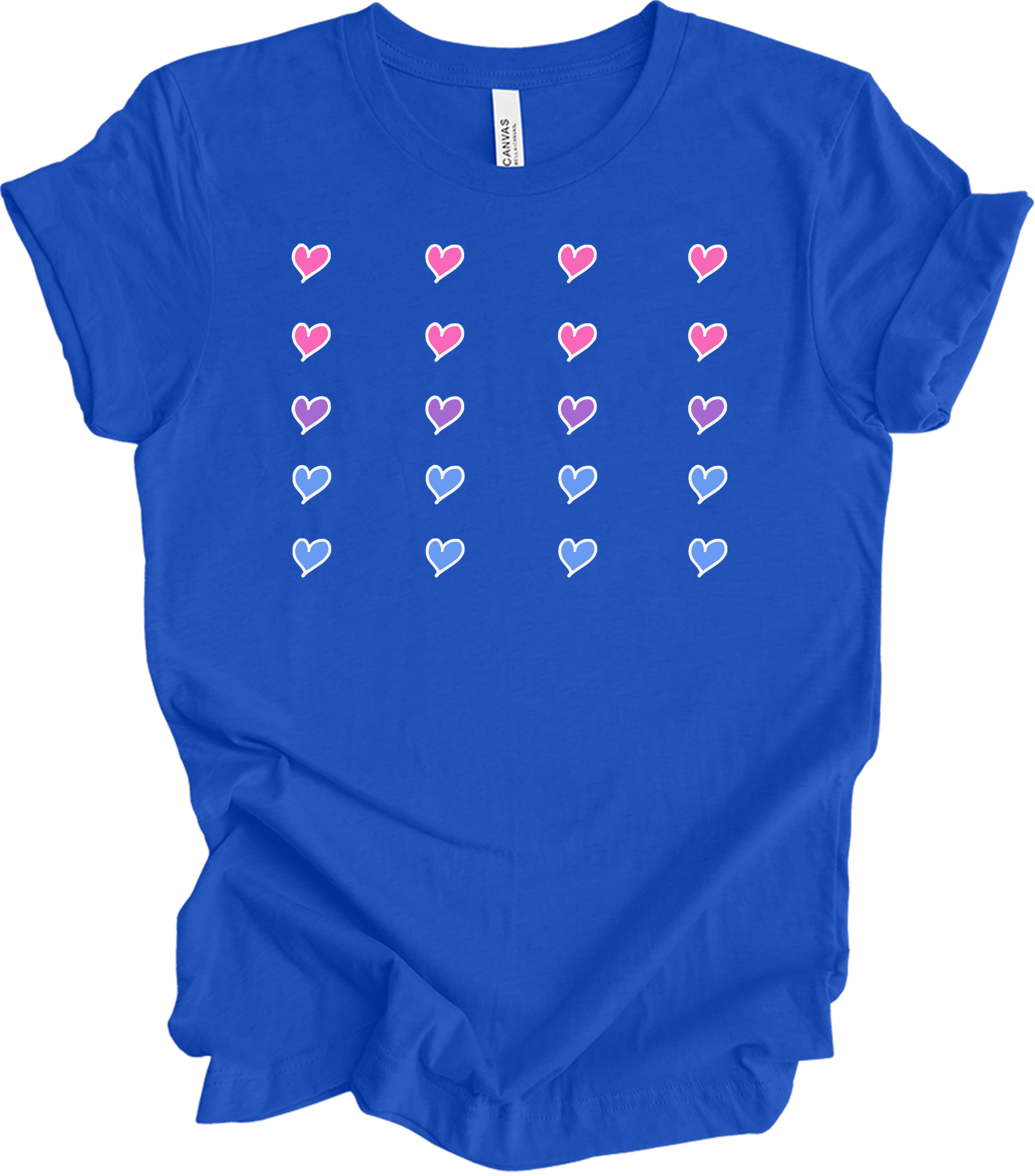 Pride Hearts - Cute Design T-Shirt in True Royal