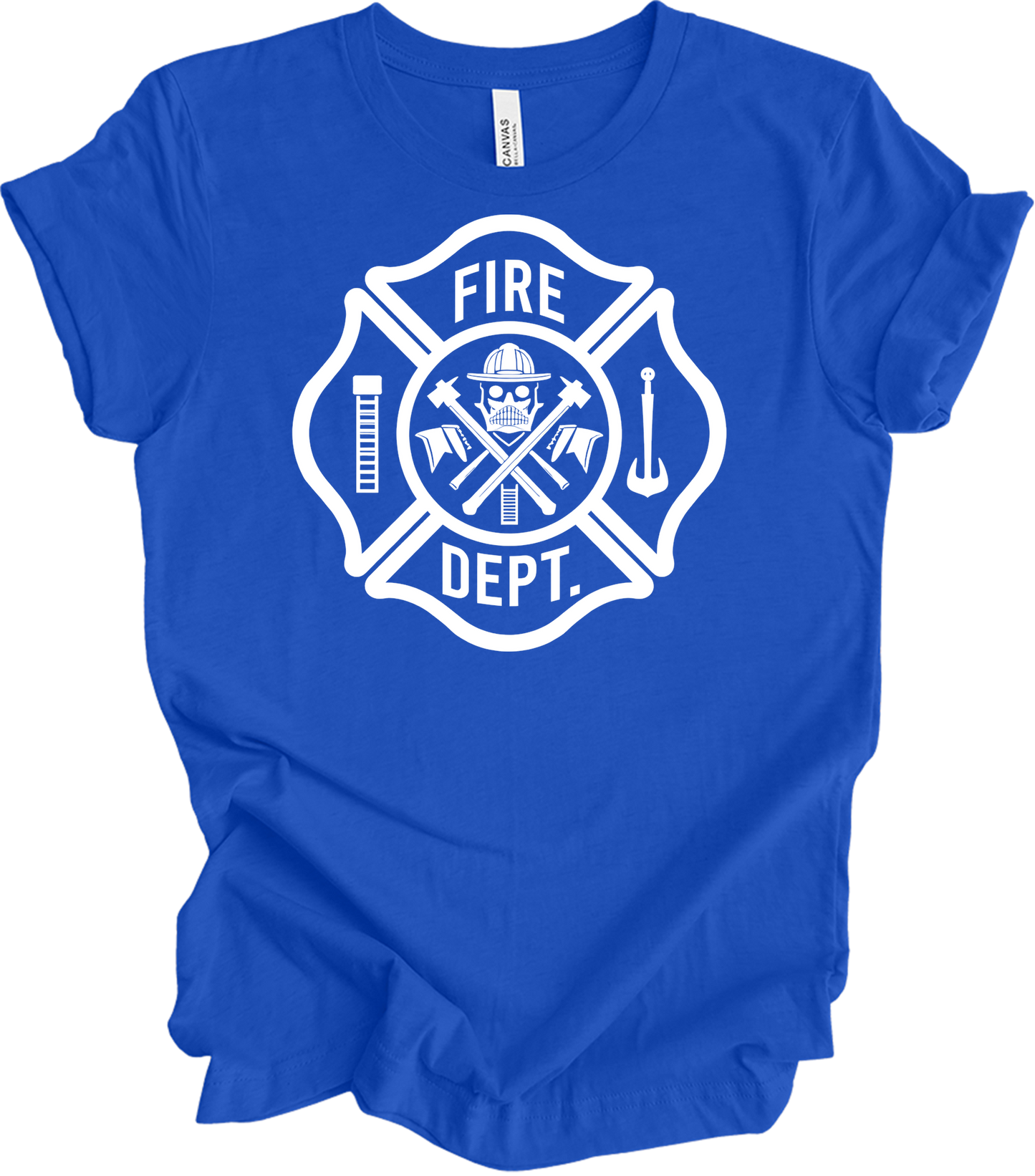 Fire Dept Skull & Axes T-Shirt in True Royal