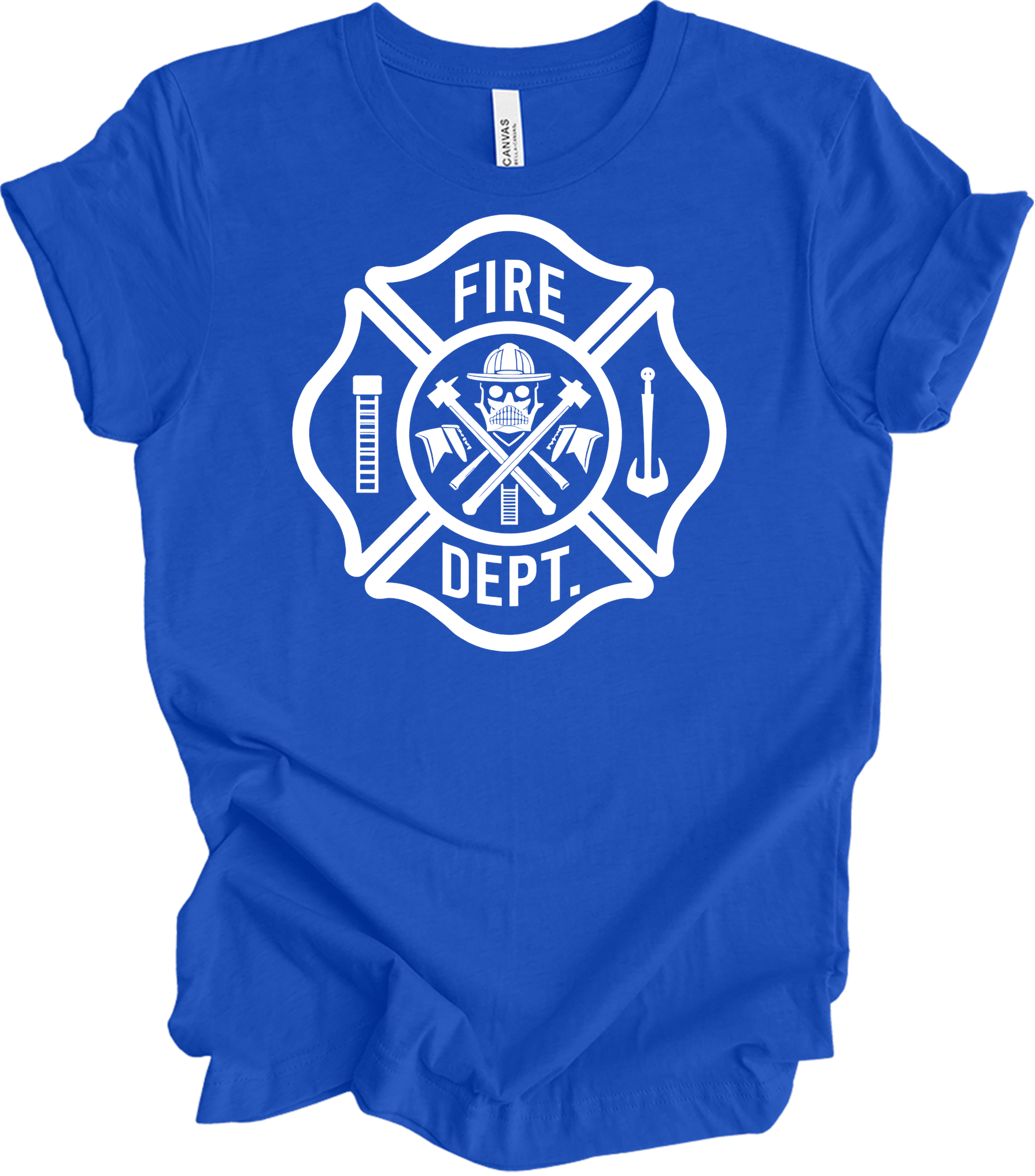 Fire Dept Skull & Axes T-Shirt in True Royal