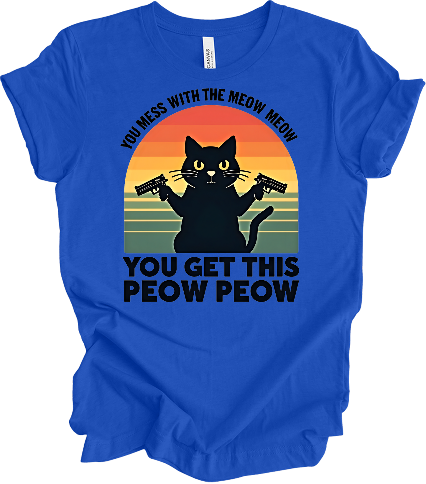 Meow Meow Peow Peow Cat T-Shirt in True Royal