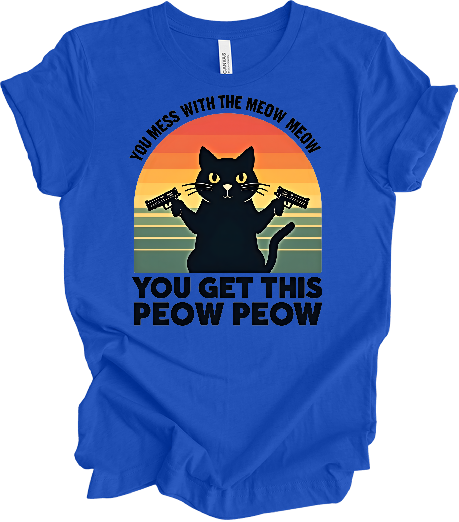 Meow Meow Peow Peow Cat T-Shirt in True Royal