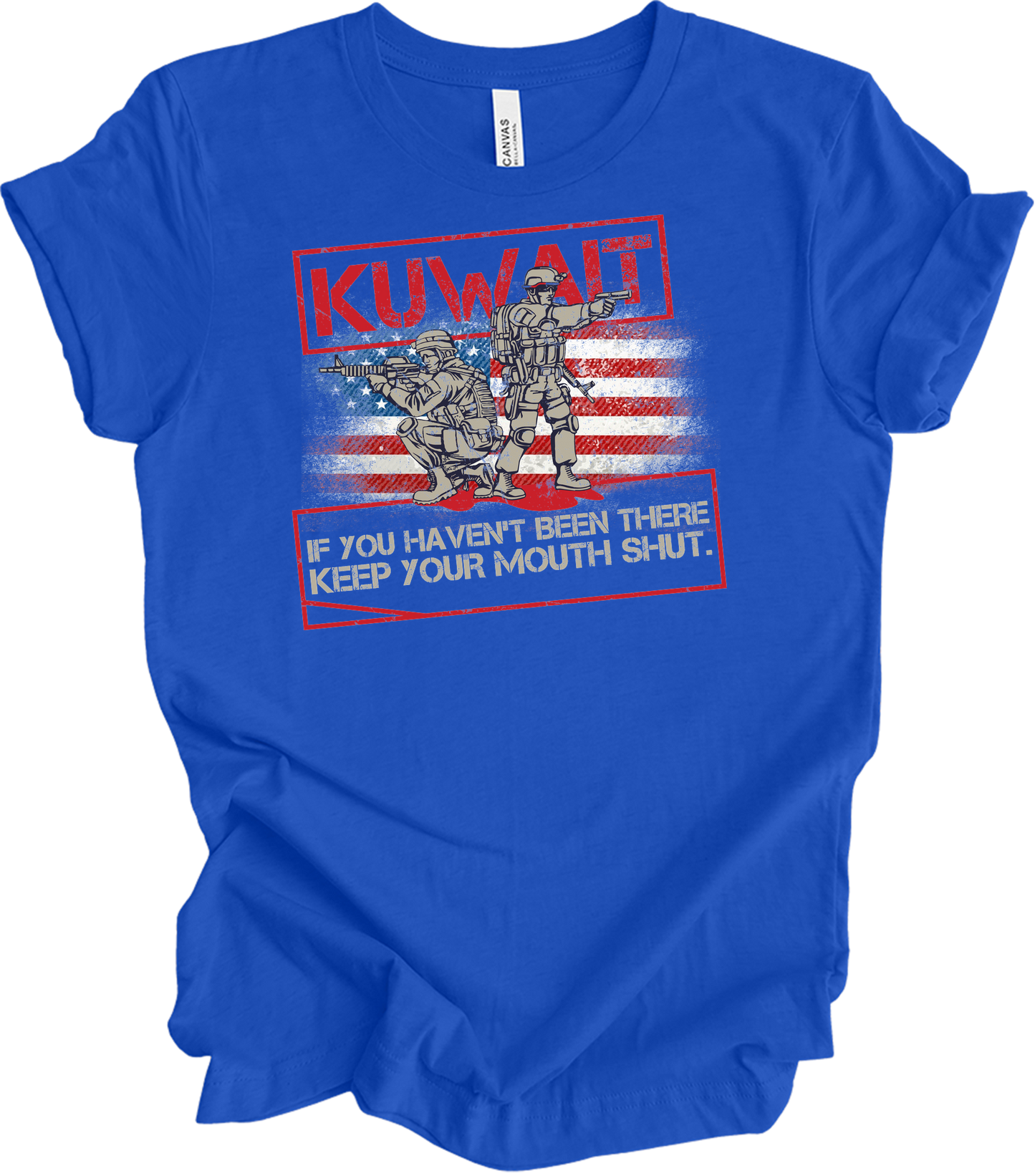 Desert Storm Gulf War Kuwait Veteran T-Shirt in True Royal