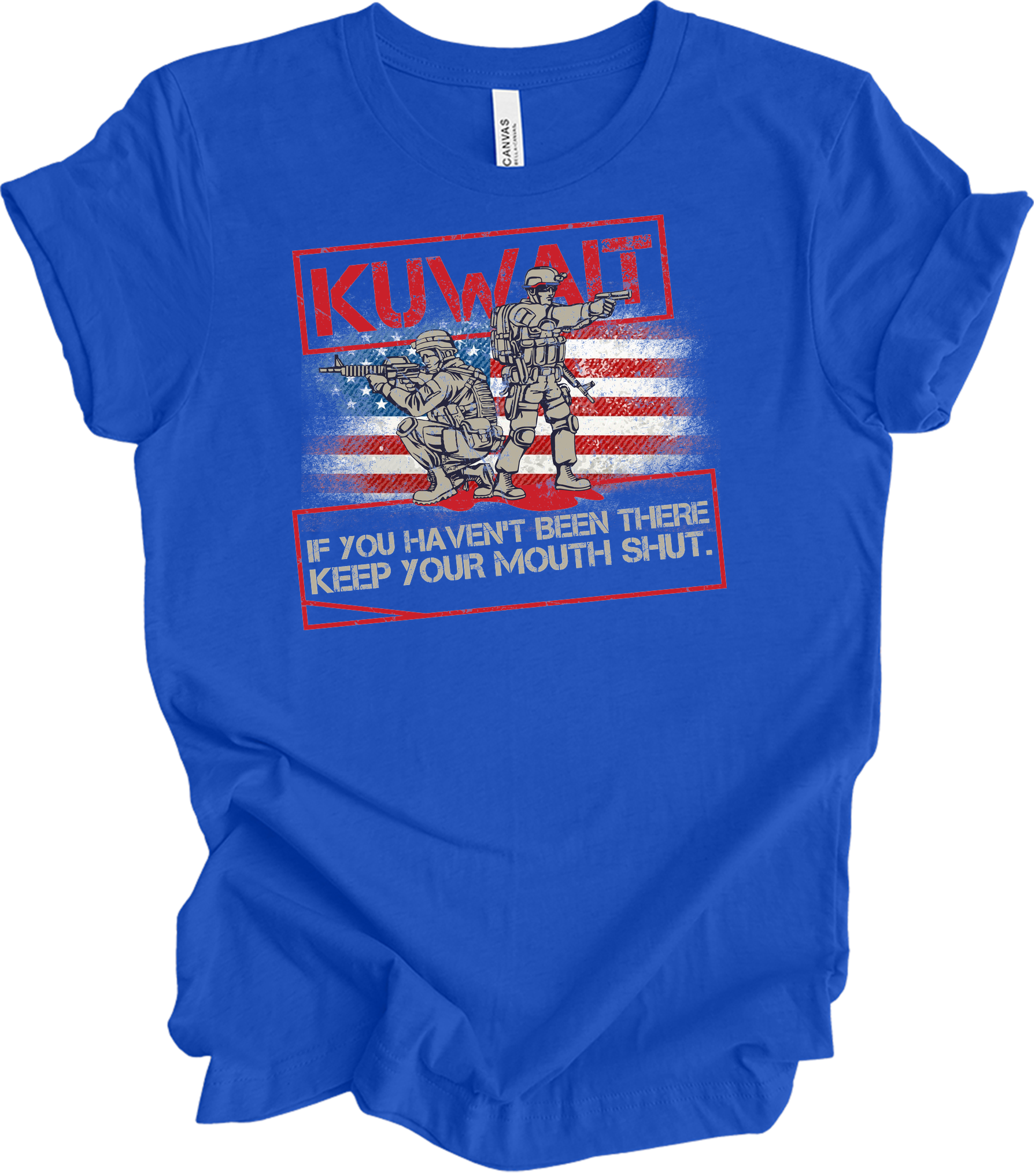 Desert Storm Gulf War Kuwait Veteran T-Shirt in True Royal