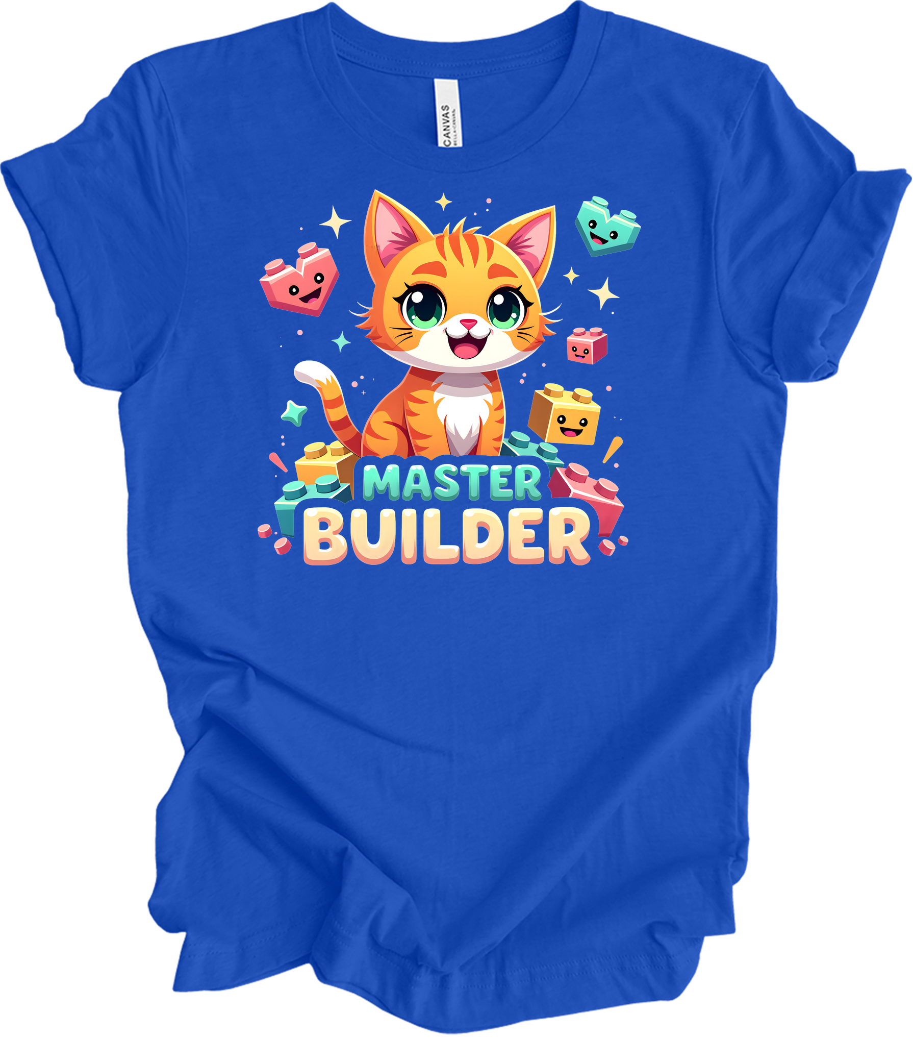 Cute Cat Master Builder T-Shirt in True Royal