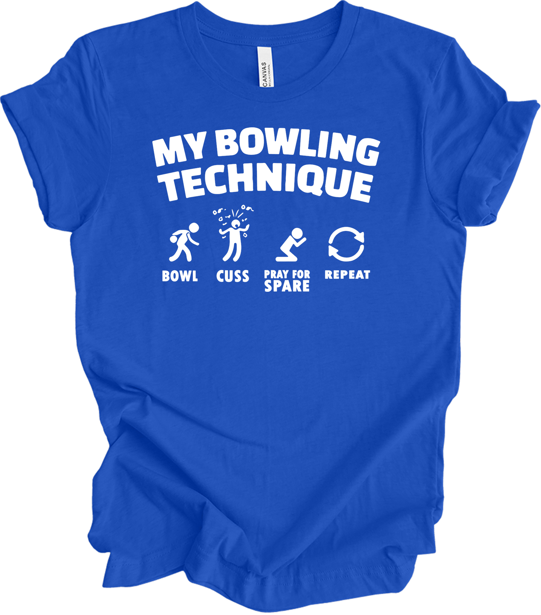 My Bowling Technique - Funny Bowler T-Shirt in True Royal
