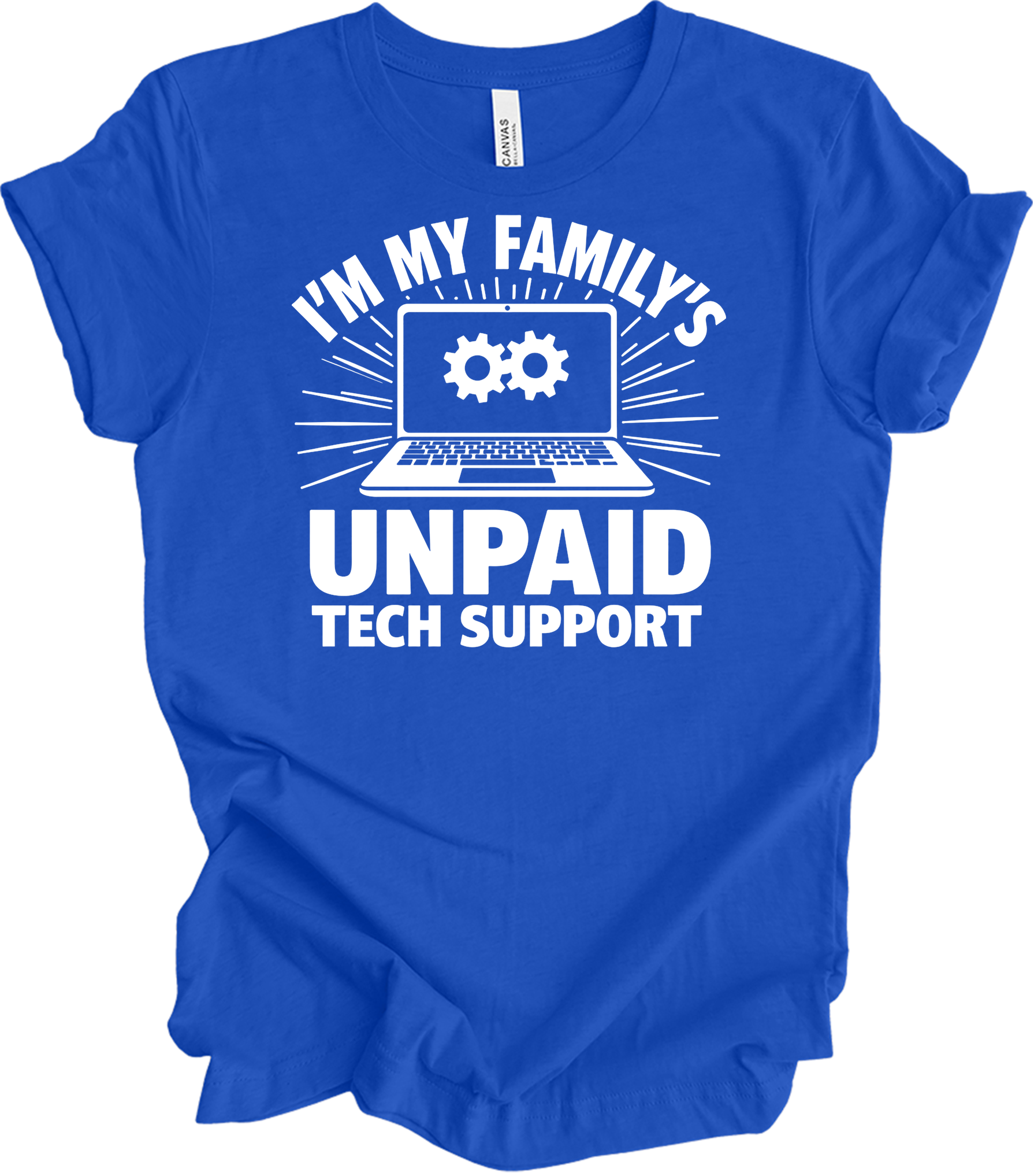 Unpaid Tech Support Funny T-Shirt in True Royal