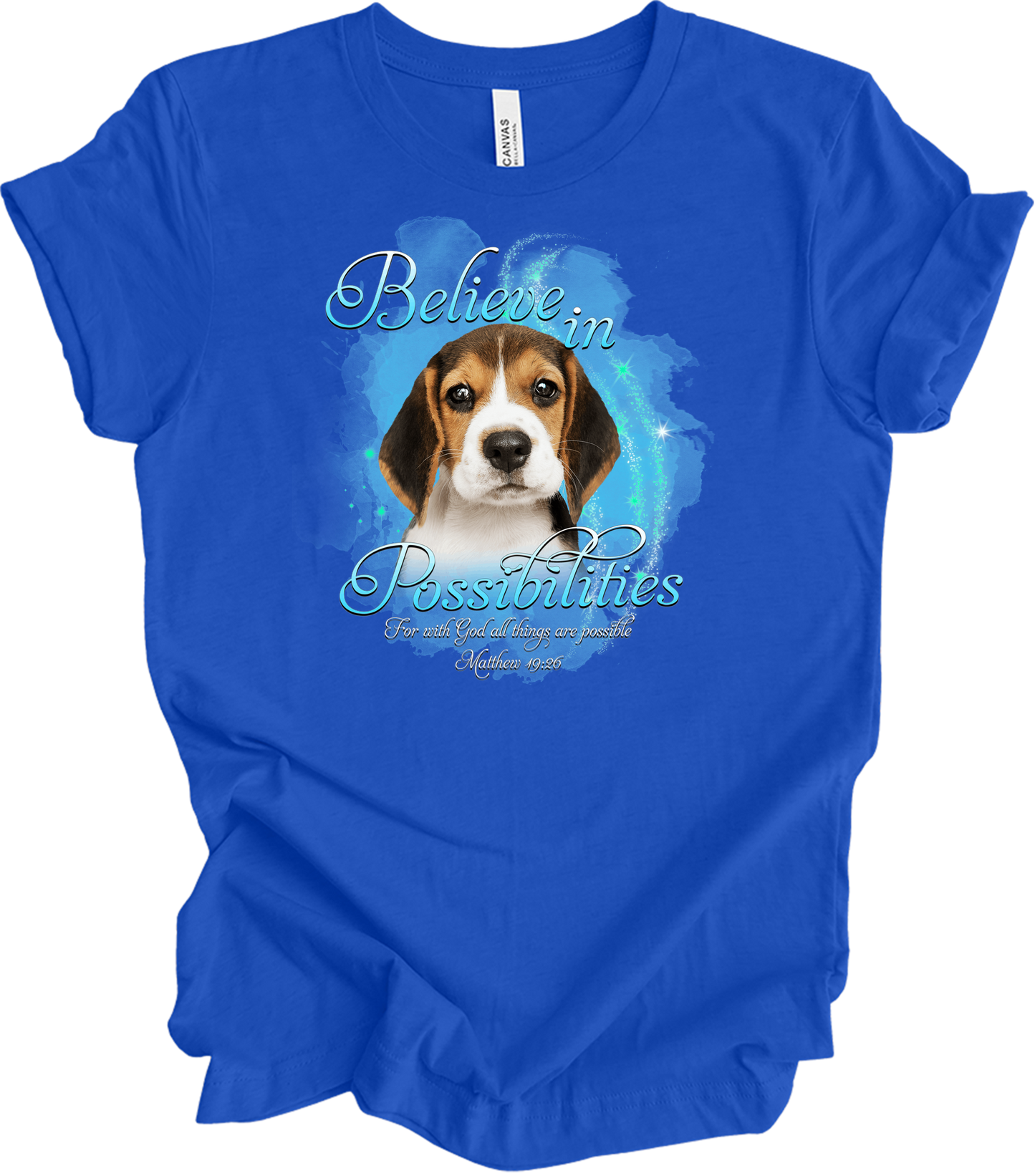 Beagle 'Believe' Inspirational T-Shirt in True Royal