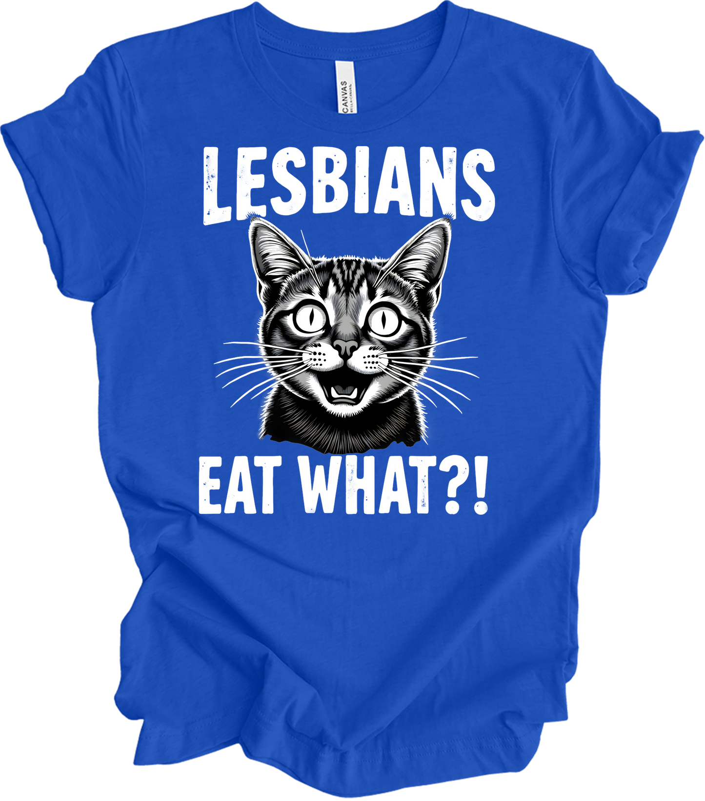 Surprised Cat Meme LGBTQ+ T-Shirt in True Royal