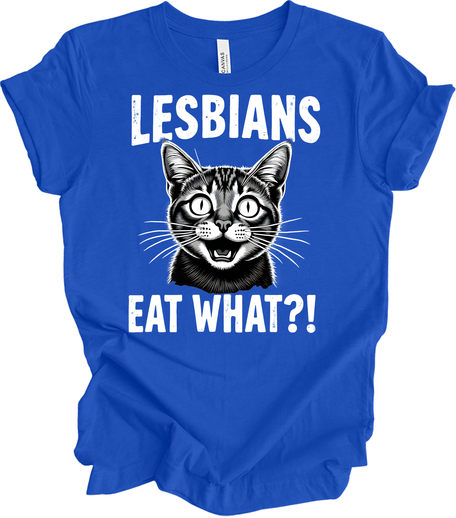 Surprised Cat Meme LGBTQ+ T-Shirt in True Royal