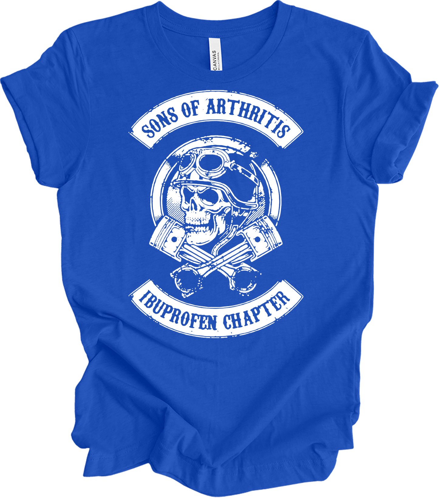 Sons of Arthritis Ibuprofen Chapter Biker T-Shirt in True Royal
