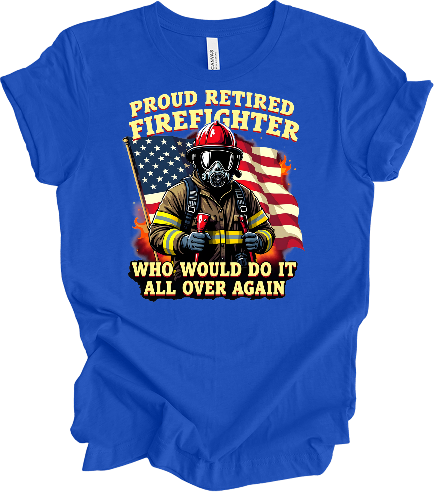 Proud Retired Firefighter T-Shirt in True Royal