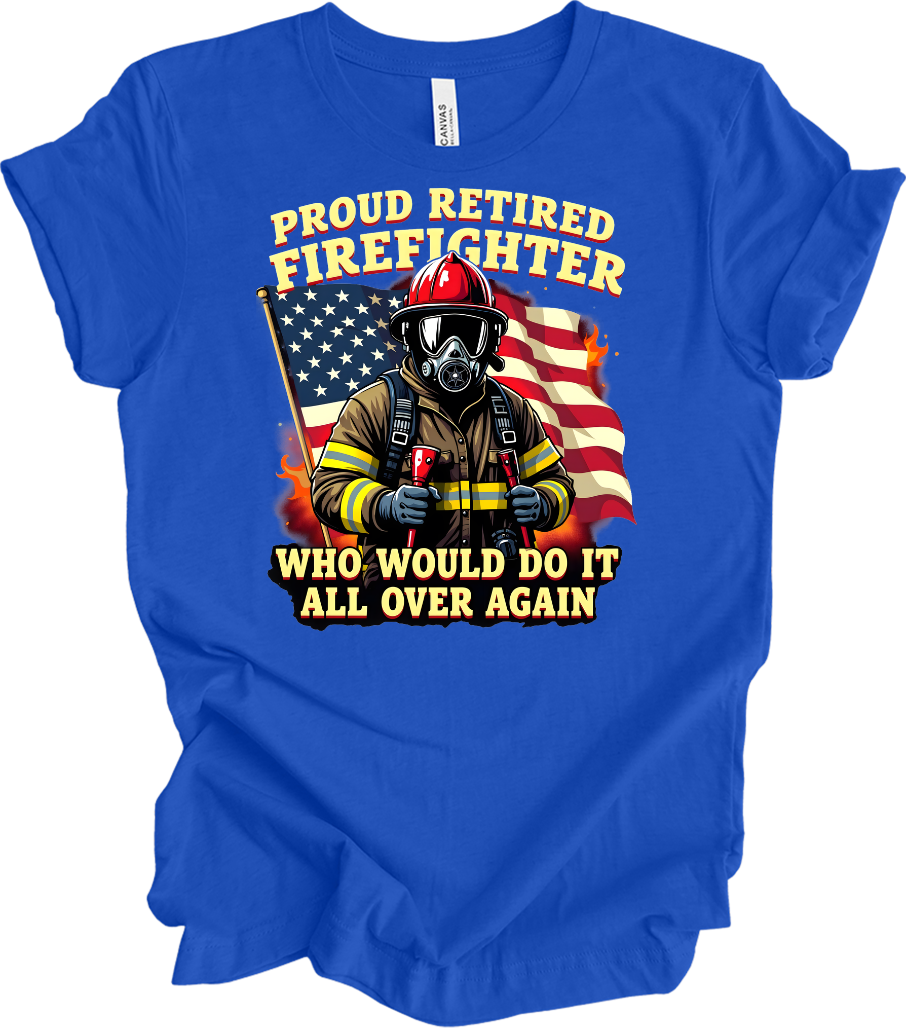 Proud Retired Firefighter T-Shirt in True Royal