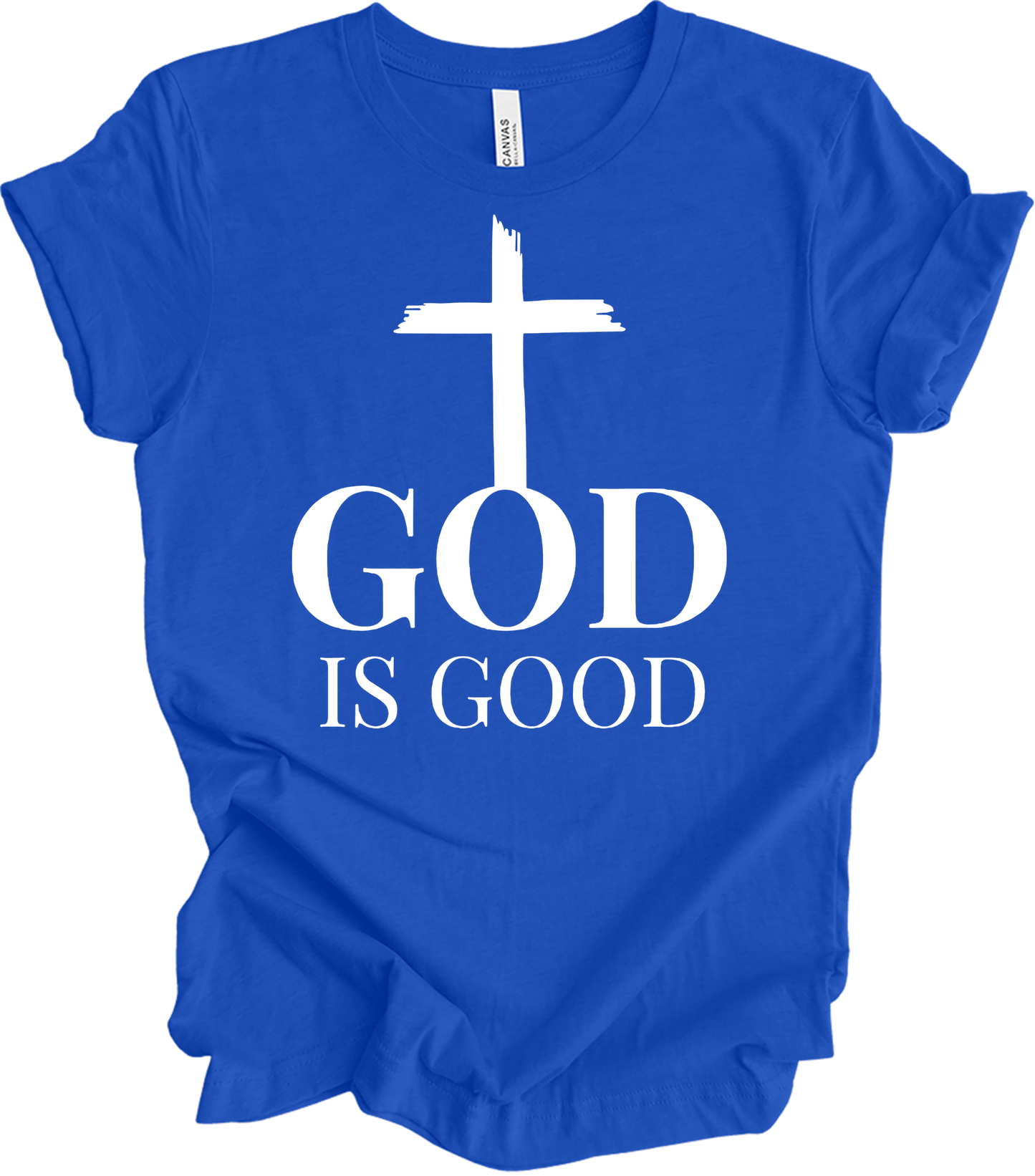 God Is Good Cross - Faith Apparel T-Shirt in True Royal