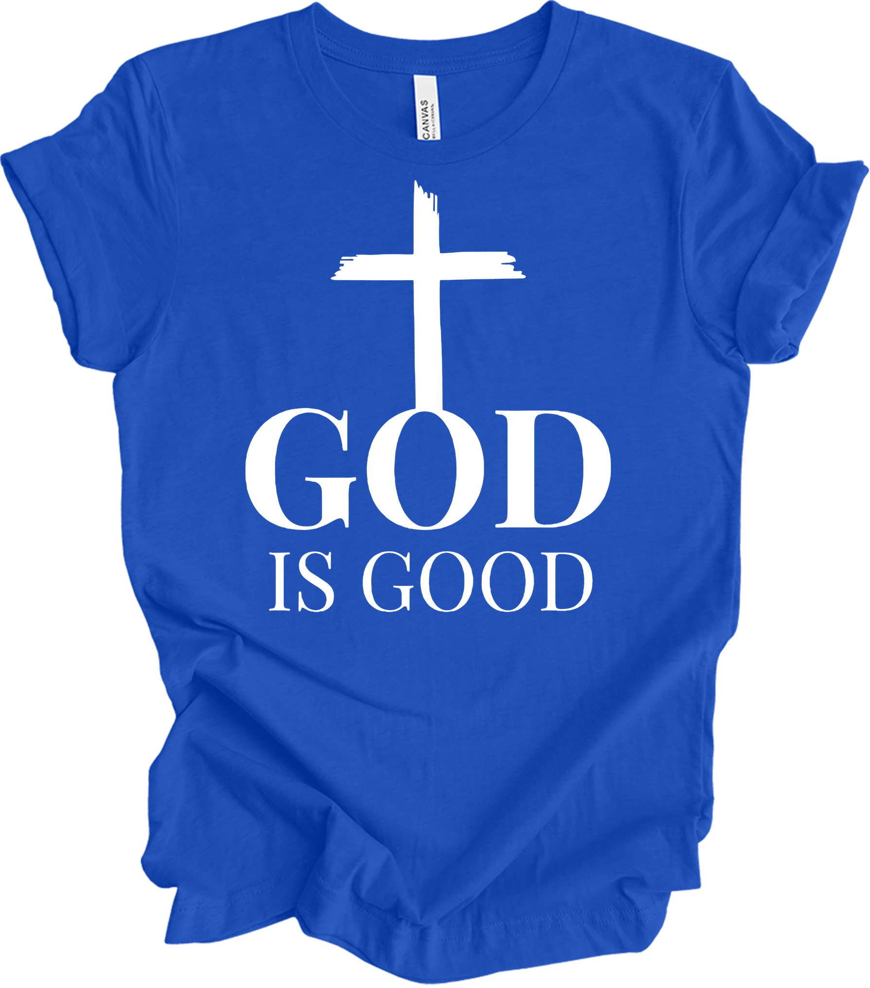 God Is Good Cross - Faith Apparel T-Shirt in True Royal