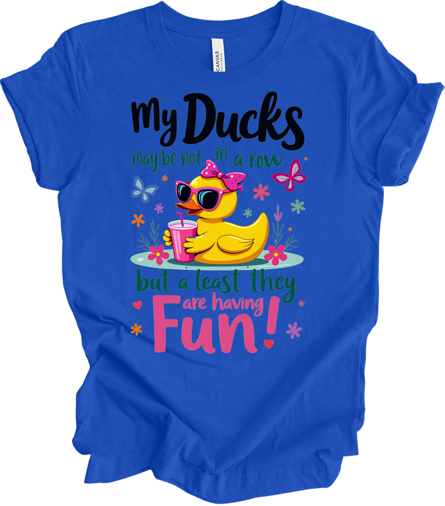 Ducks Not in a Row Fun T-Shirt in True Royal