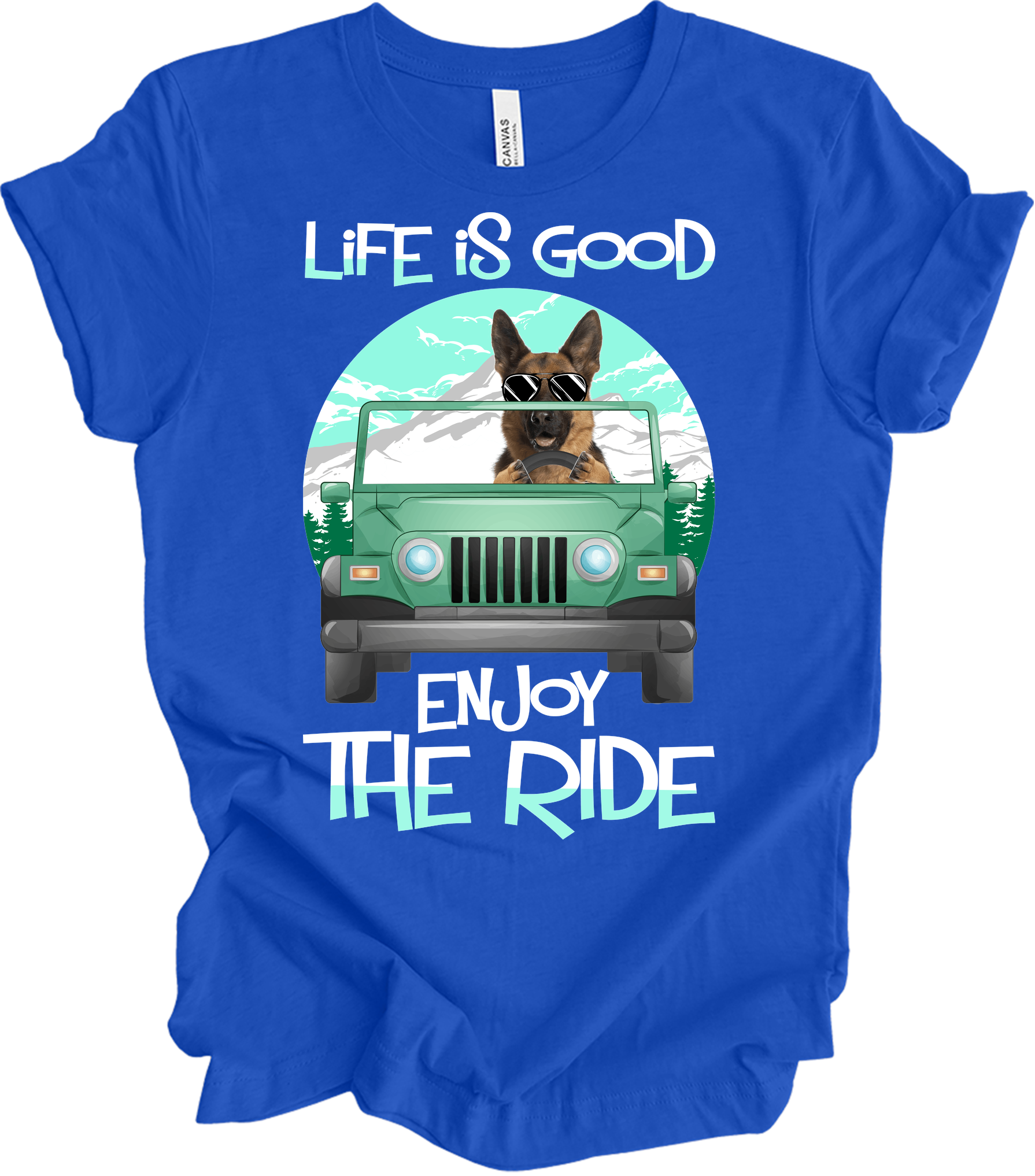 German Shepherd Life is Good Off-Road T-Shirt in True Royal