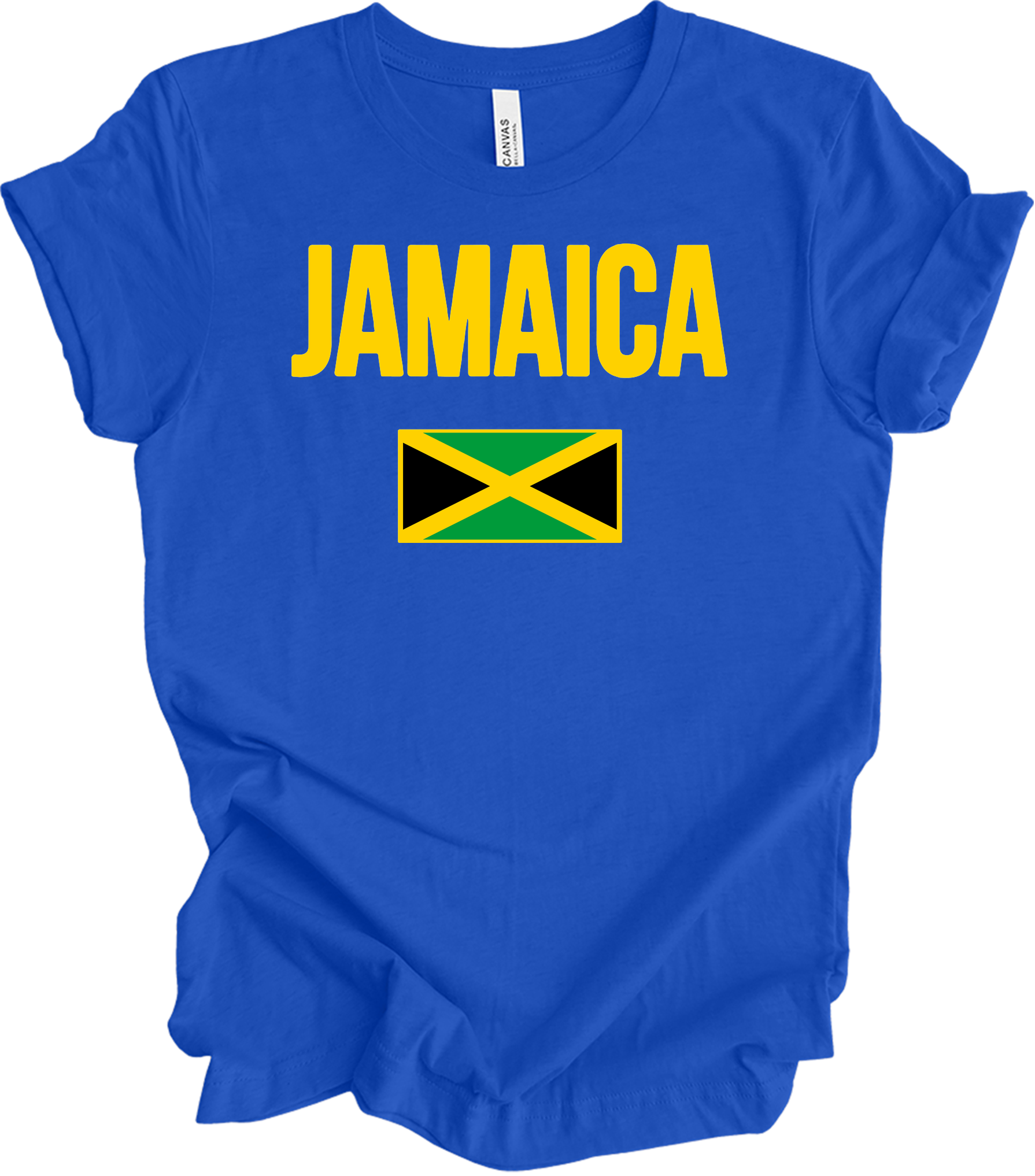 Jamaican Flag - Vintage Jamaica Travel Vacation T-Shirt in True Royal