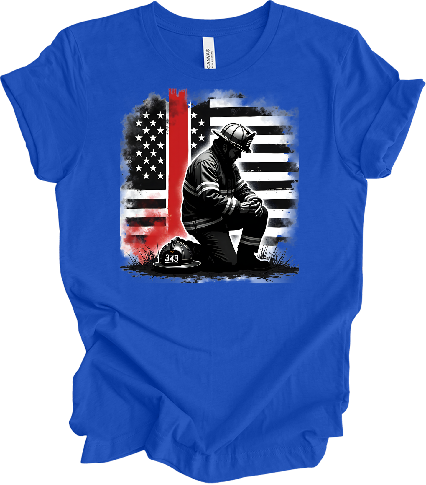 Firefighter Flag Tribute T-Shirt in True Royal