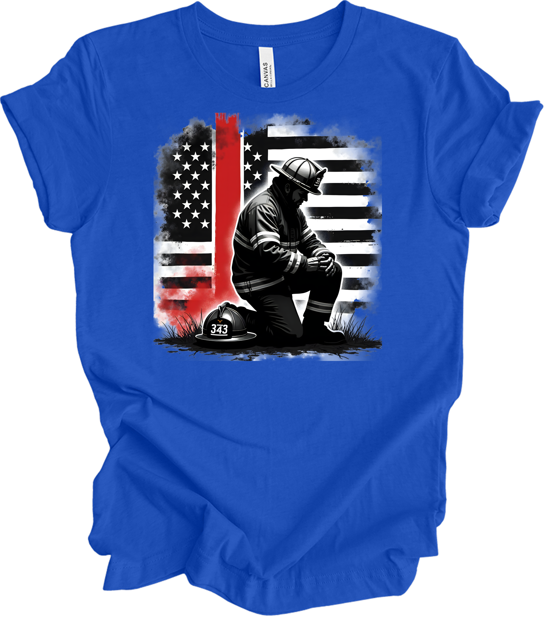 Firefighter Flag Tribute T-Shirt in True Royal